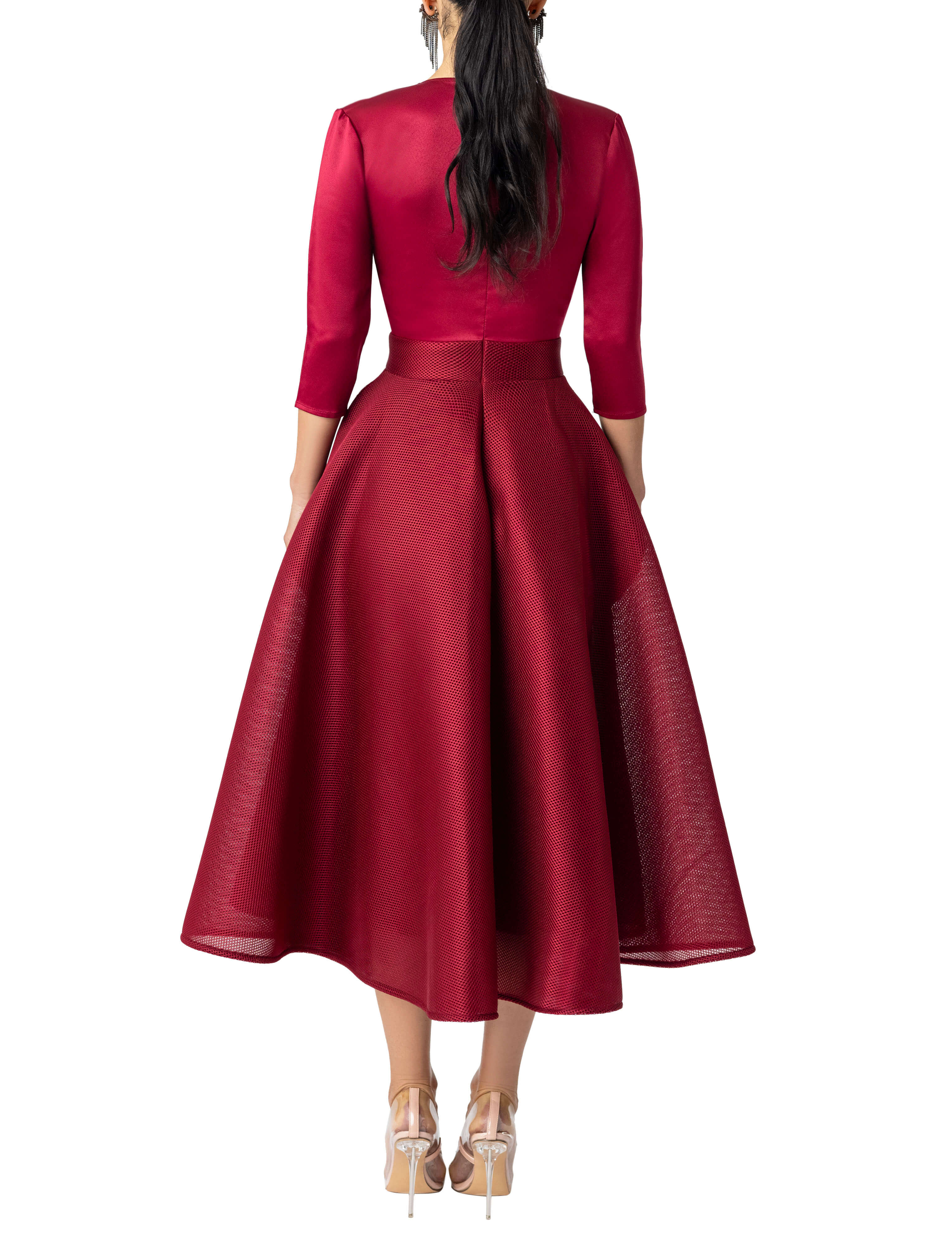 "Adele" Burgundy Swing Dress - Image 6