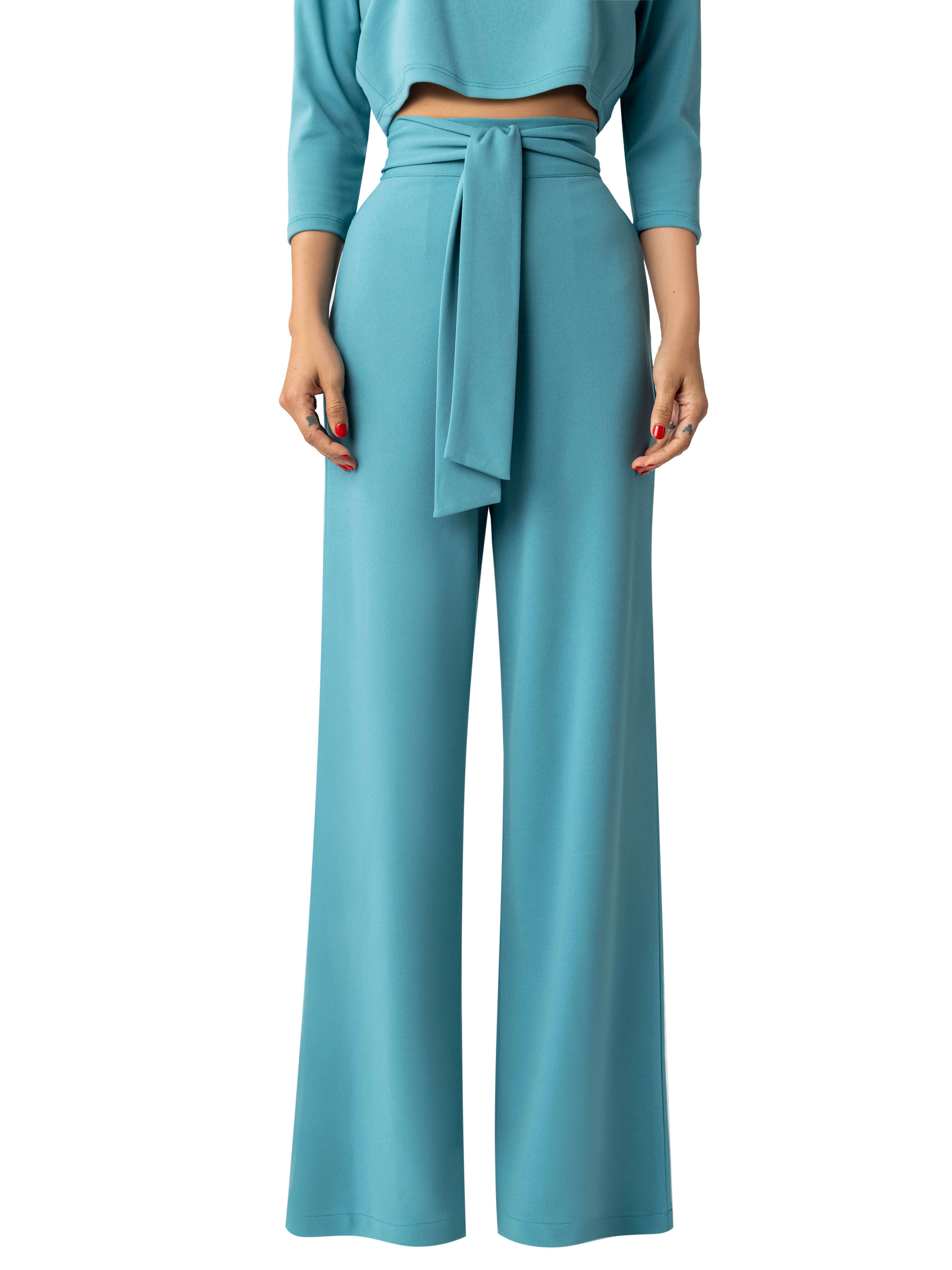 "Alanis" Seafoam Belted Pants - Image 3