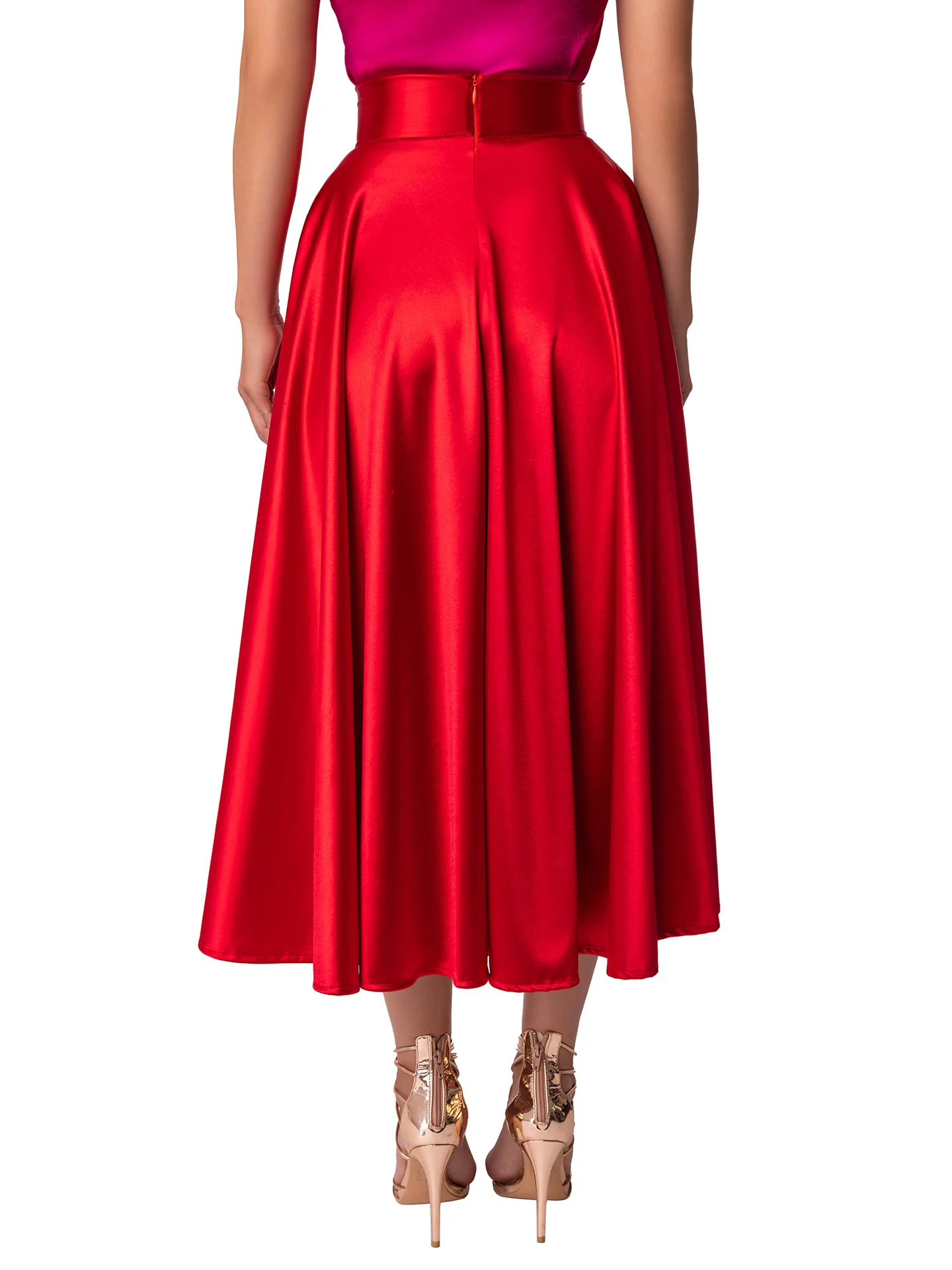 "Amber" Red Swing Skirt - Image 5