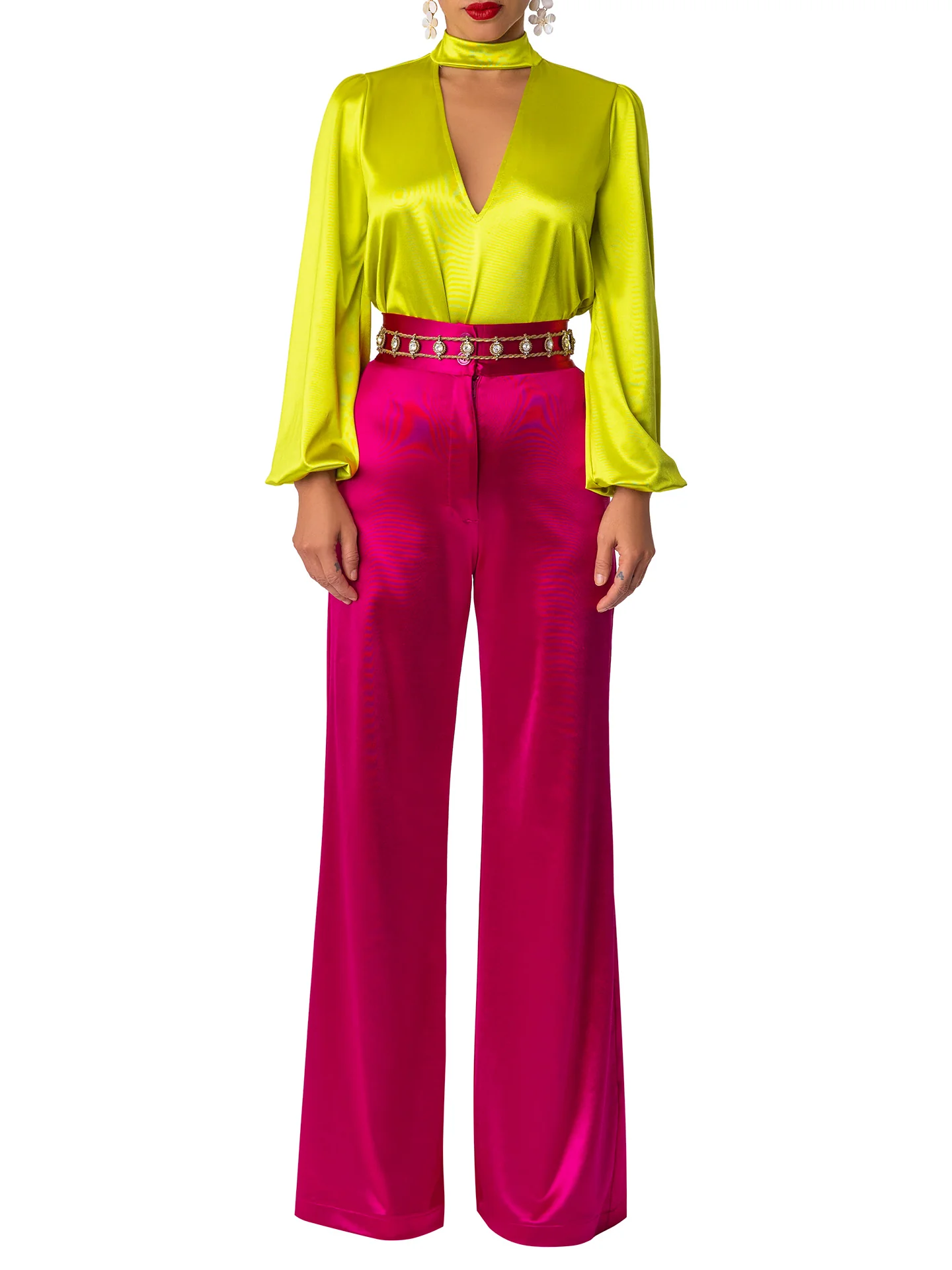 "Amethyst" Magenta High Waist Pants - Image 3