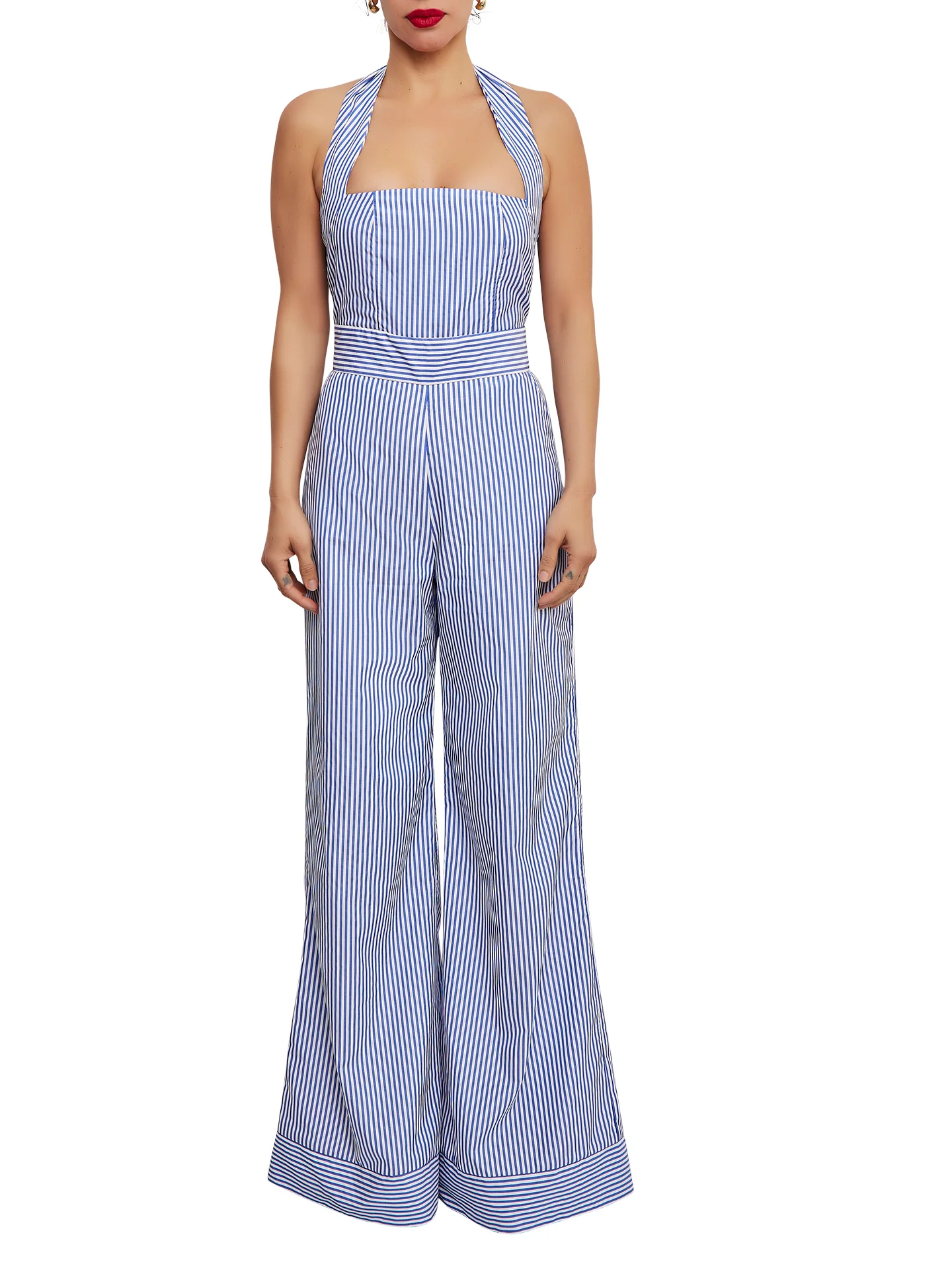 “Anchor” Stripe Floral Halter Neck Jumpsuit - Image 3