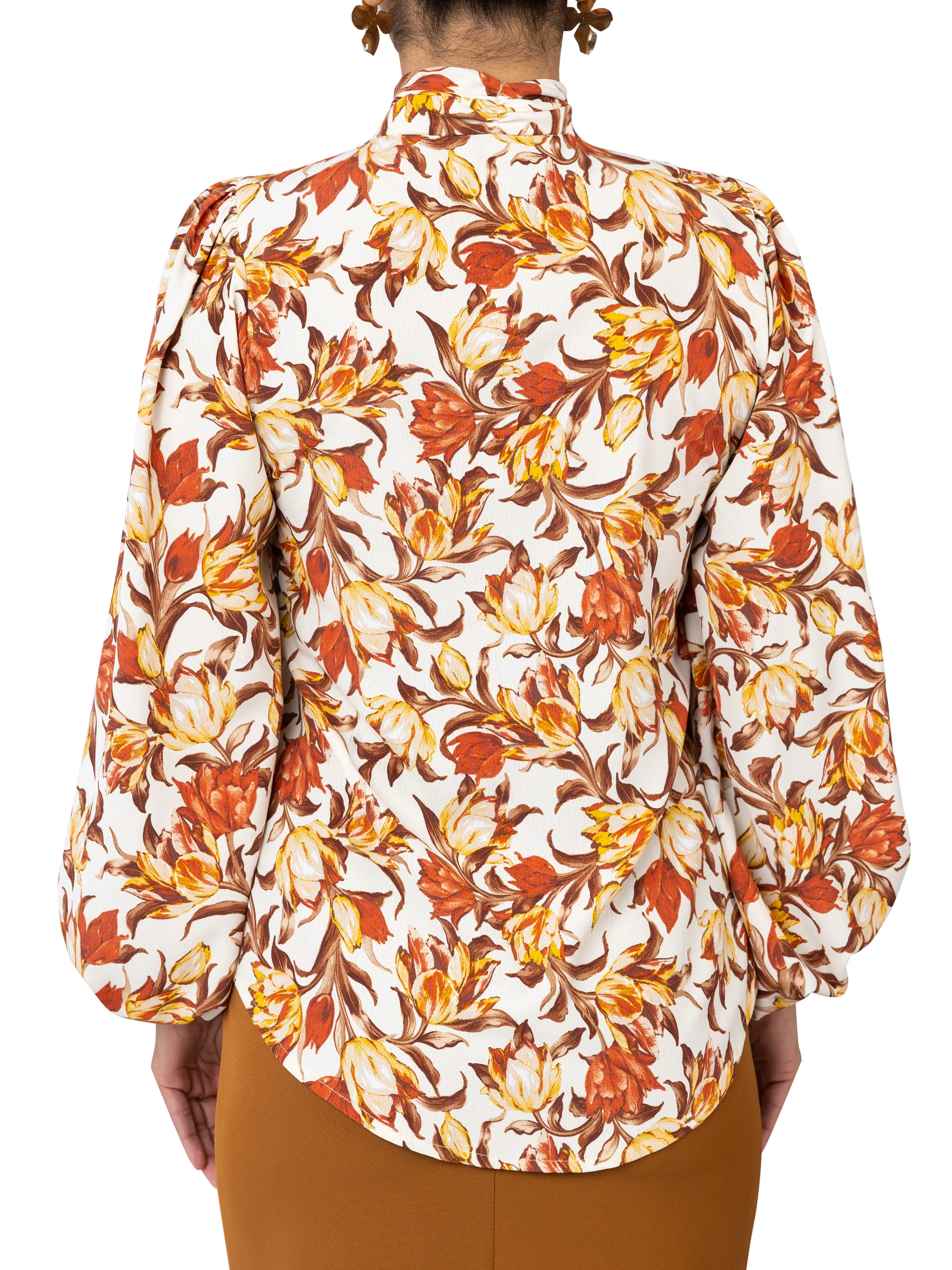"Apricot" Floral Pussybow Top - Image 5