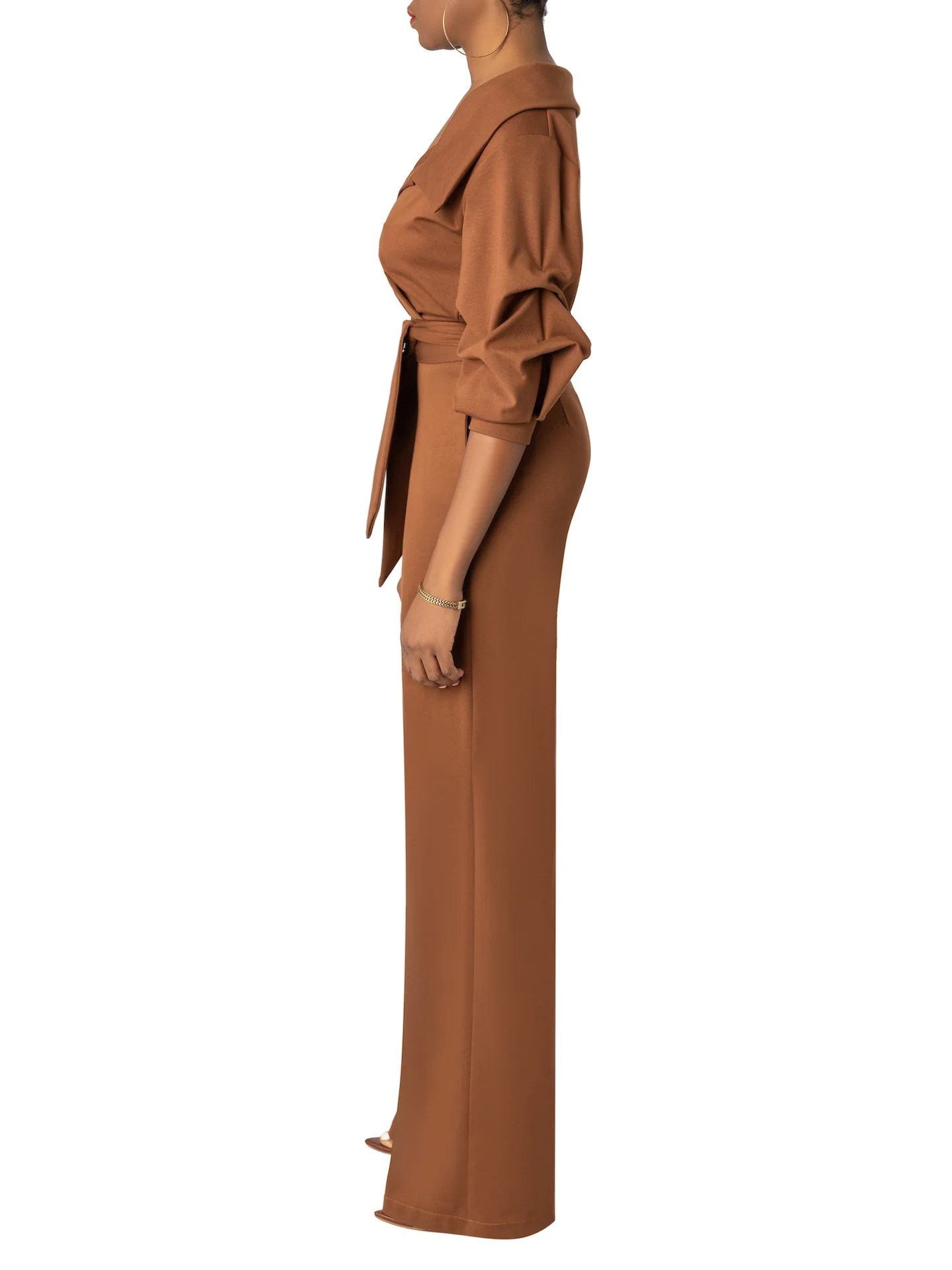 "Arianna" Brown Collared Jumpsuit - Image 5