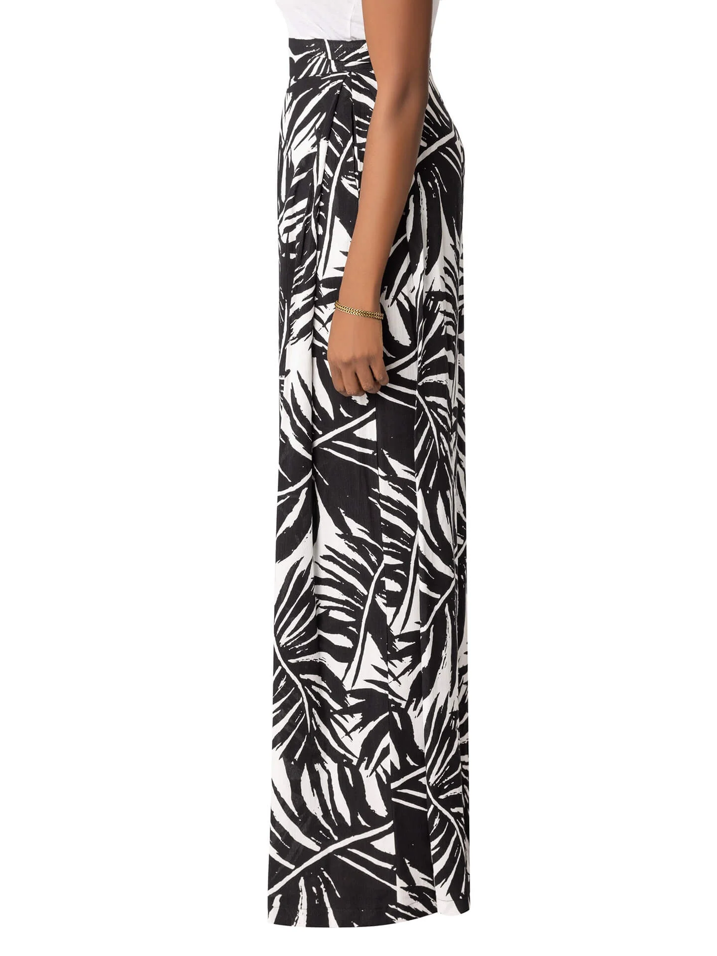 "Arikury Palm" Black Pleated Pants - Image 4