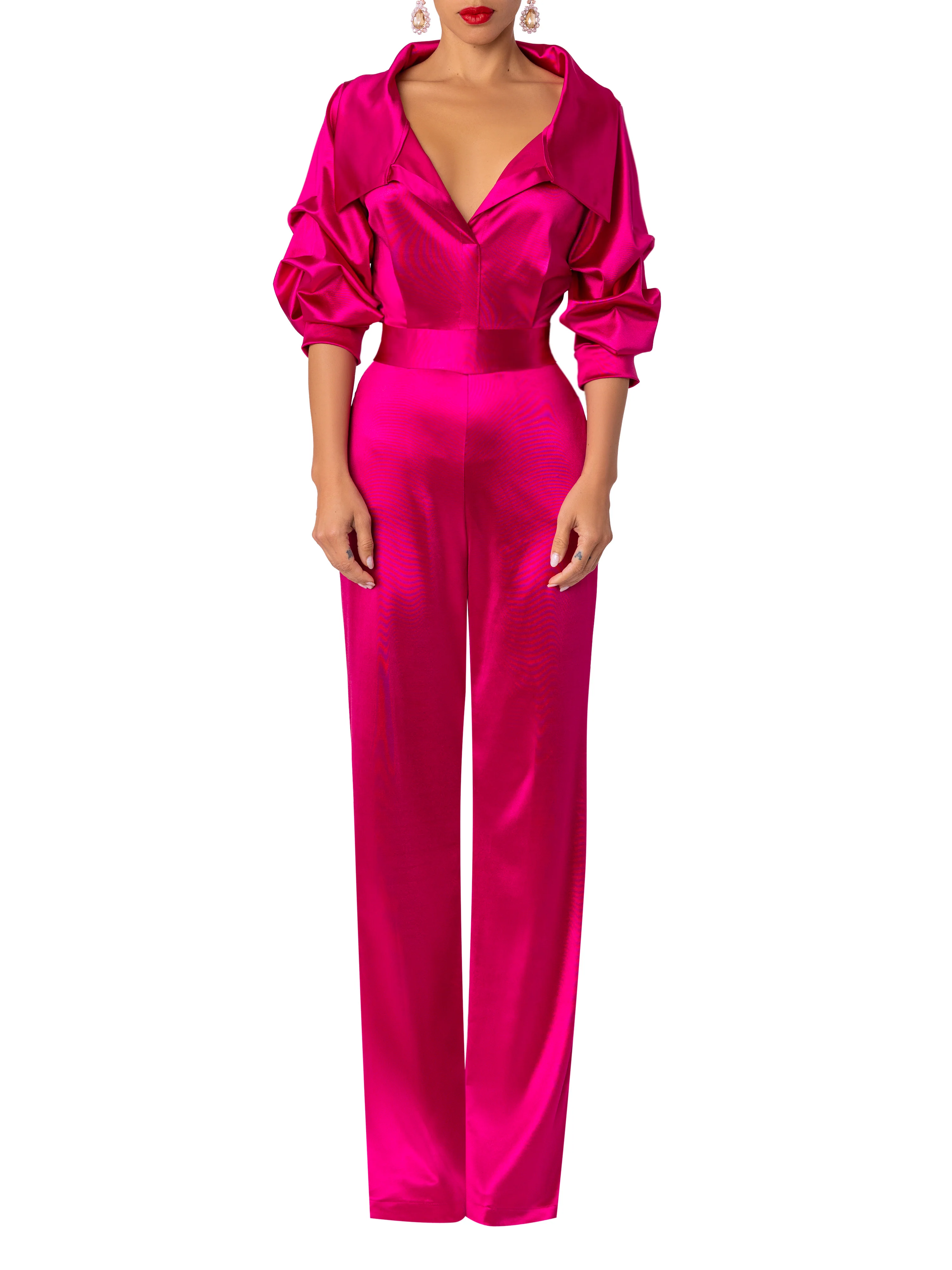 “Ashanti” Magenta Off Shoulder Jumpsuit - Image 3