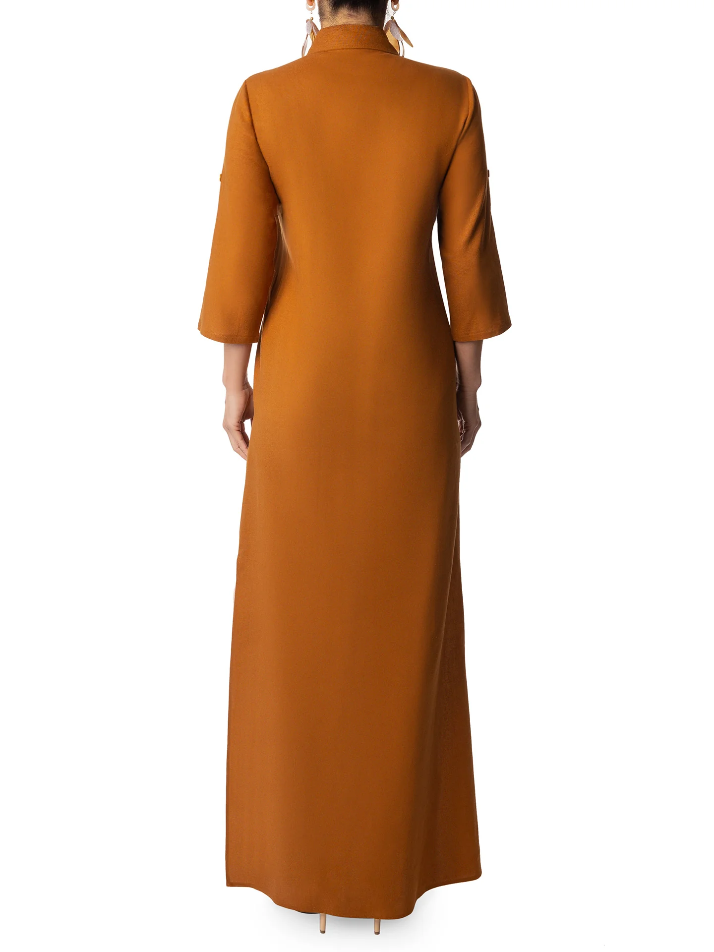 "Aspen" Cognac Maxi Shirtdress - Image 6