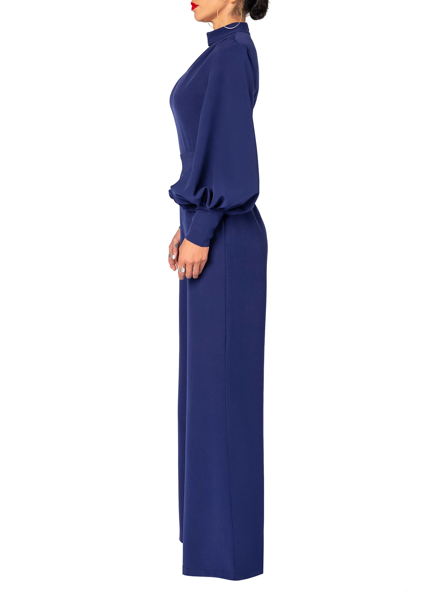 "Ava" Navy Keyhole Jumpsuit - Image 4
