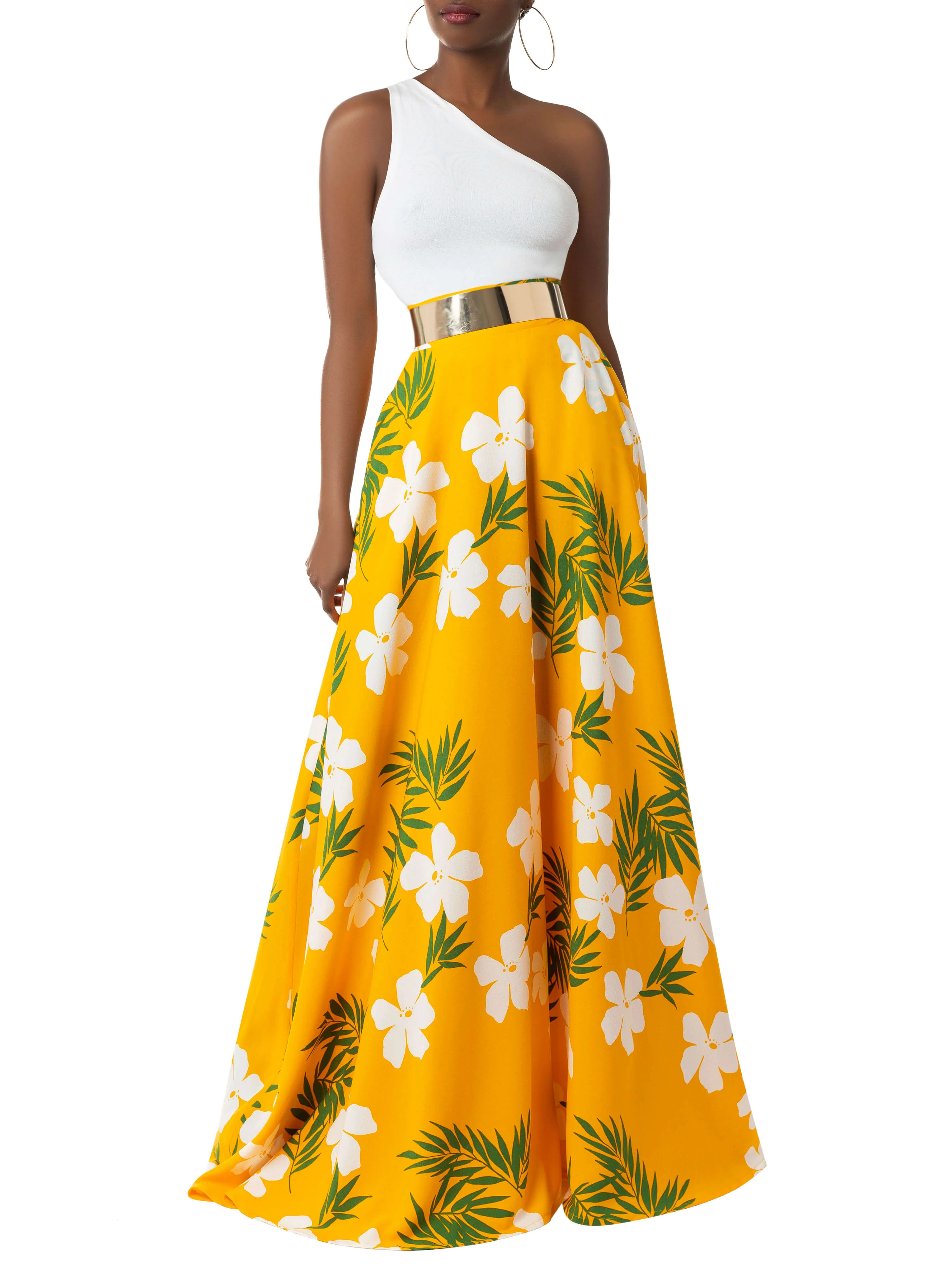 "Azalea" Yellow Tropical Maxi Skirt - Image 2