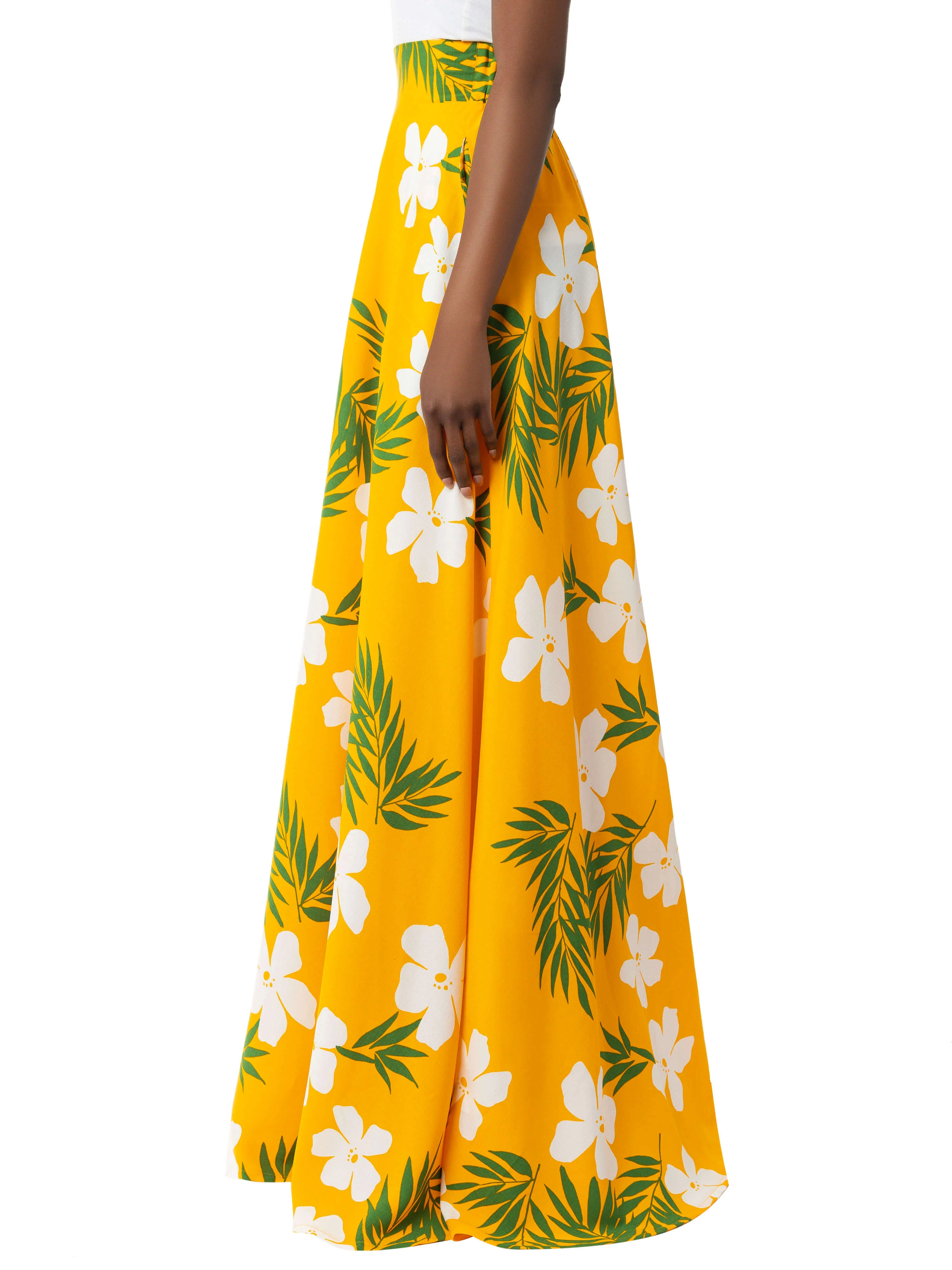 "Azalea" Yellow Tropical Maxi Skirt - Image 4