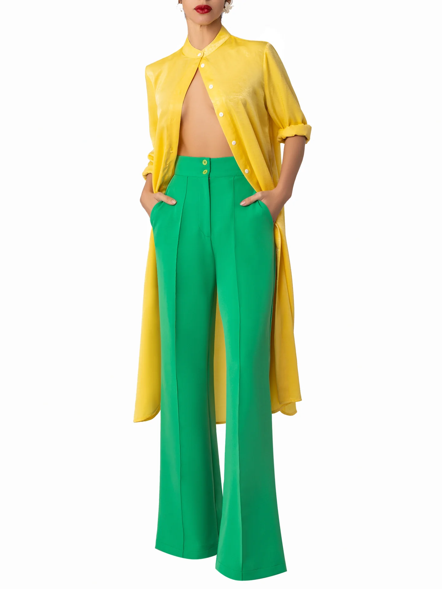 “Bailey” Green Pintucked Pants - Image 4