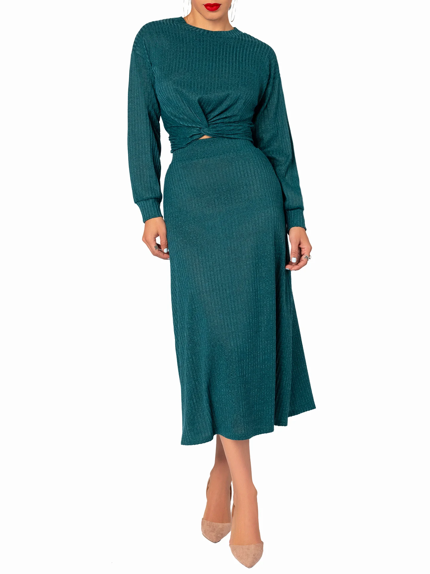 "Barbs" Hunter Green Front Cross Top - Image 3