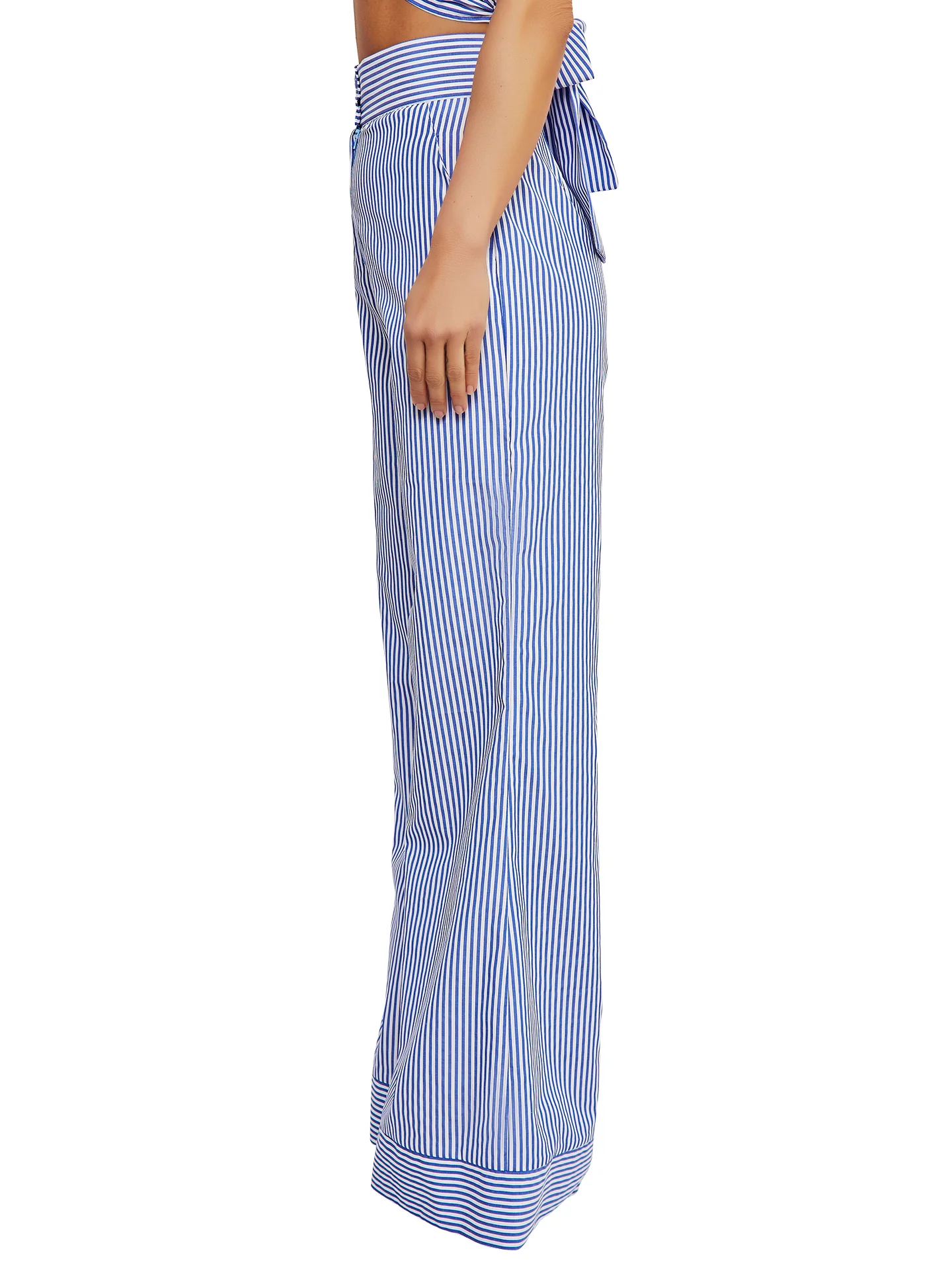 “Bay” Blue Stripes High Waist Wide Leg Pants - Image 5