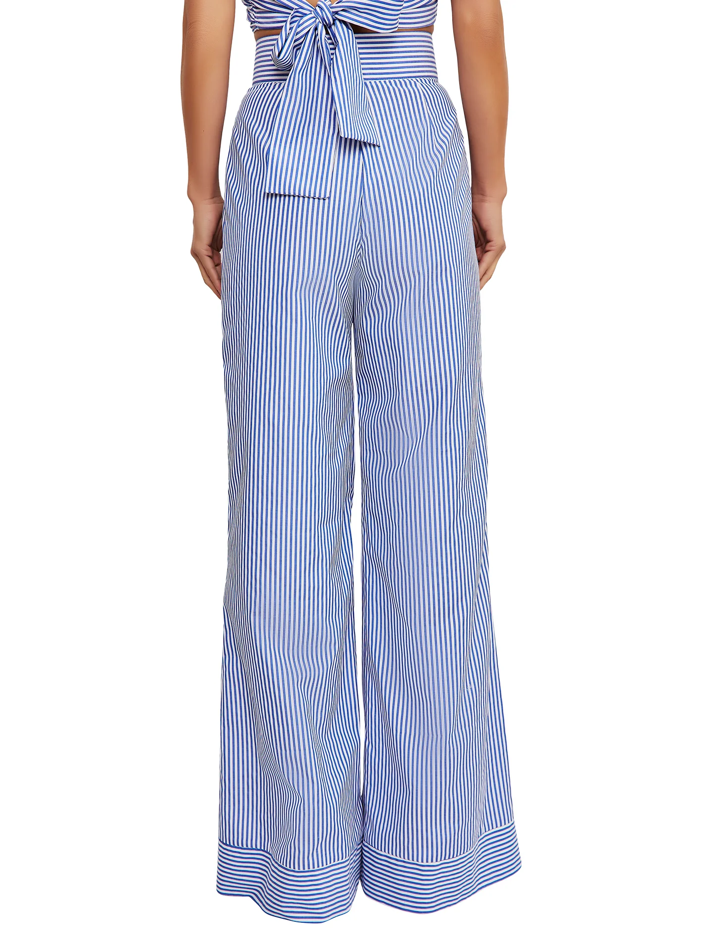 “Bay” Blue Stripes High Waist Wide Leg Pants - Image 6