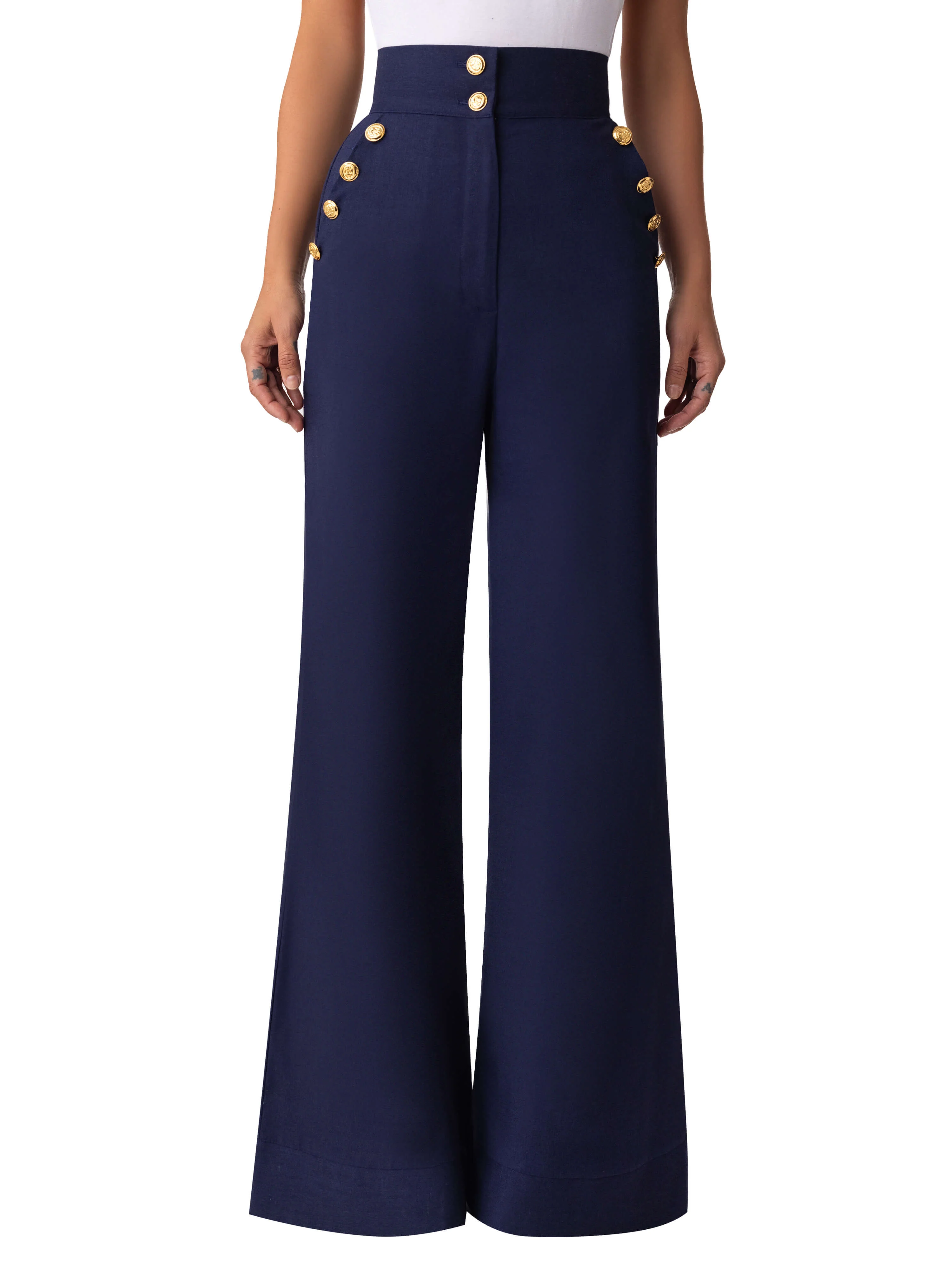 "Bay" Nautical Navy High Waist Pants - Image 5