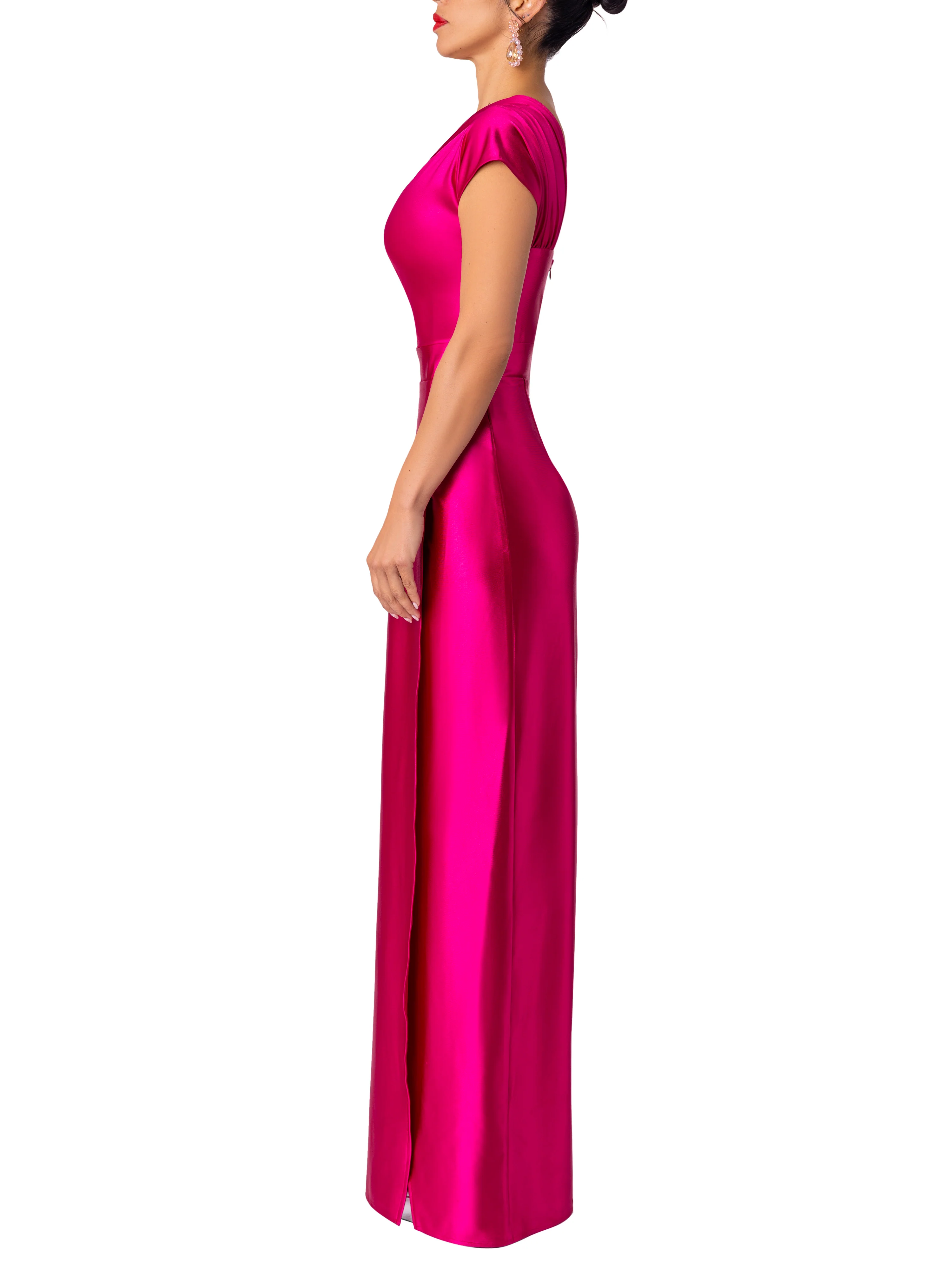 “Beatrix” Magenta One Shoulder Maxi Dress - Image 5