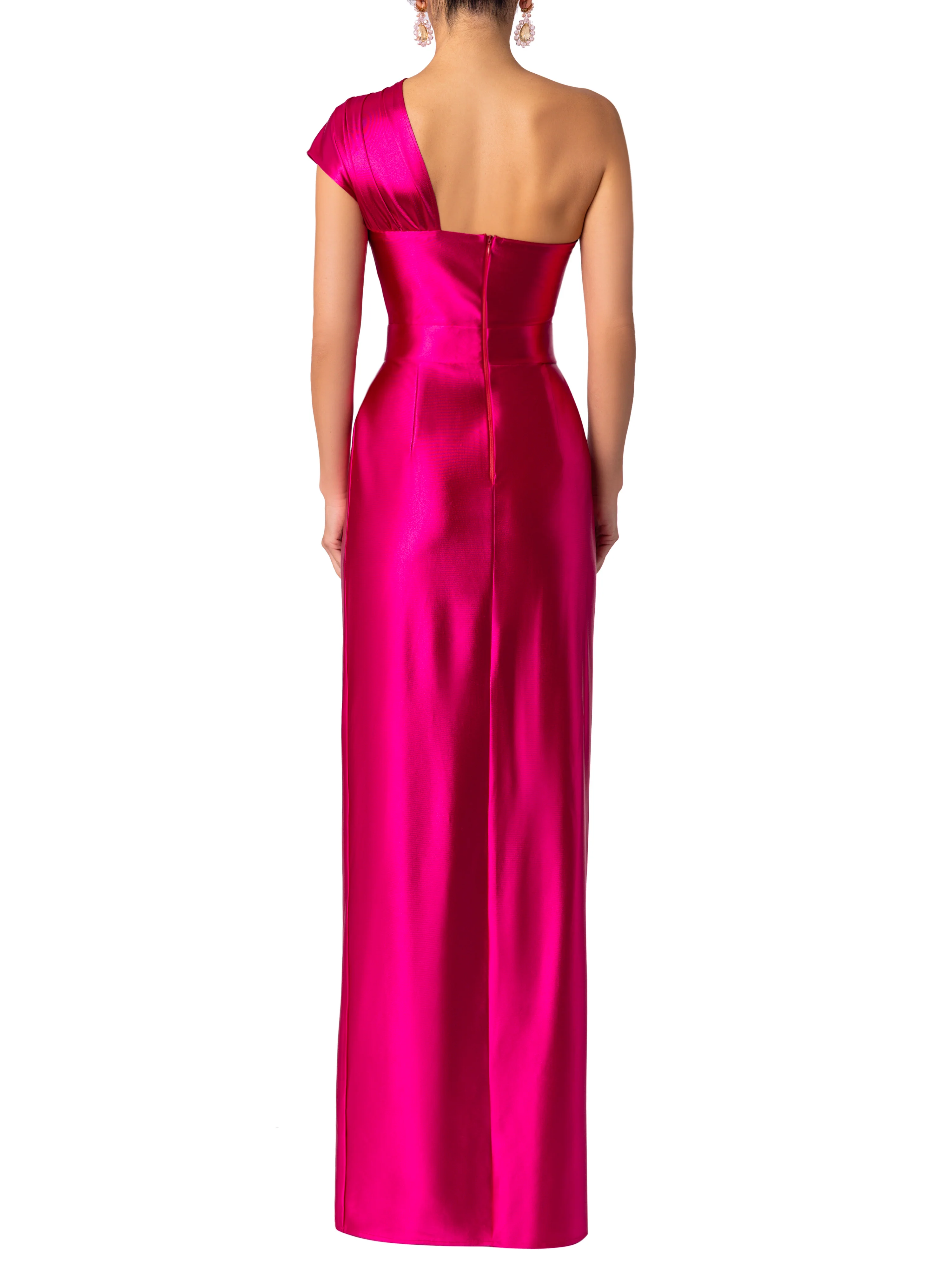“Beatrix” Magenta One Shoulder Maxi Dress - Image 6