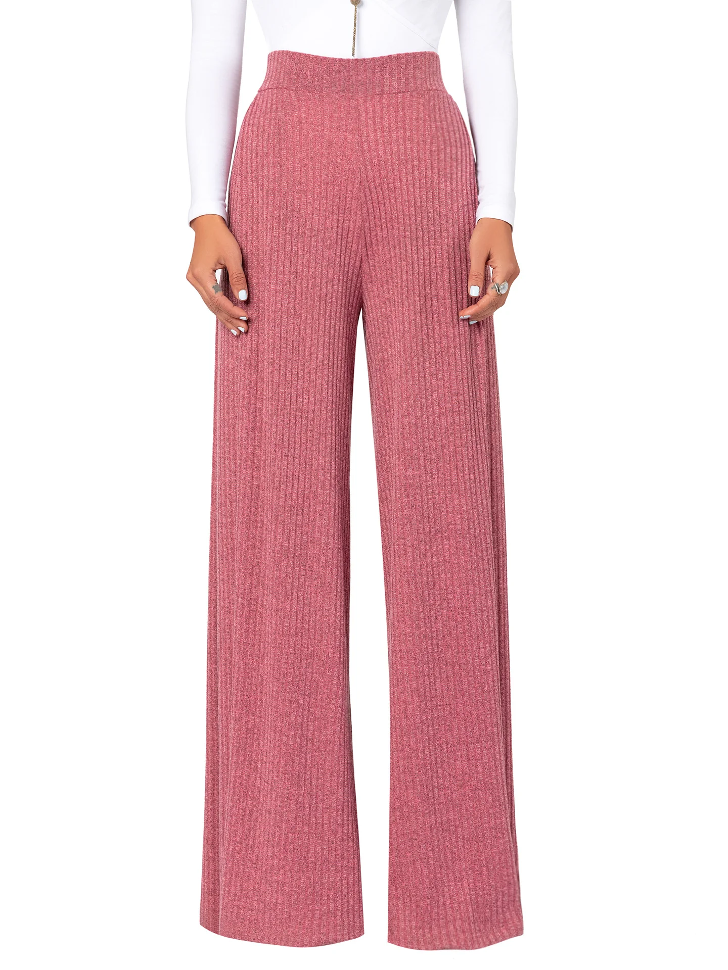 "Beauvoir" Mauve Sweater Wide Leg Pants - Image 4