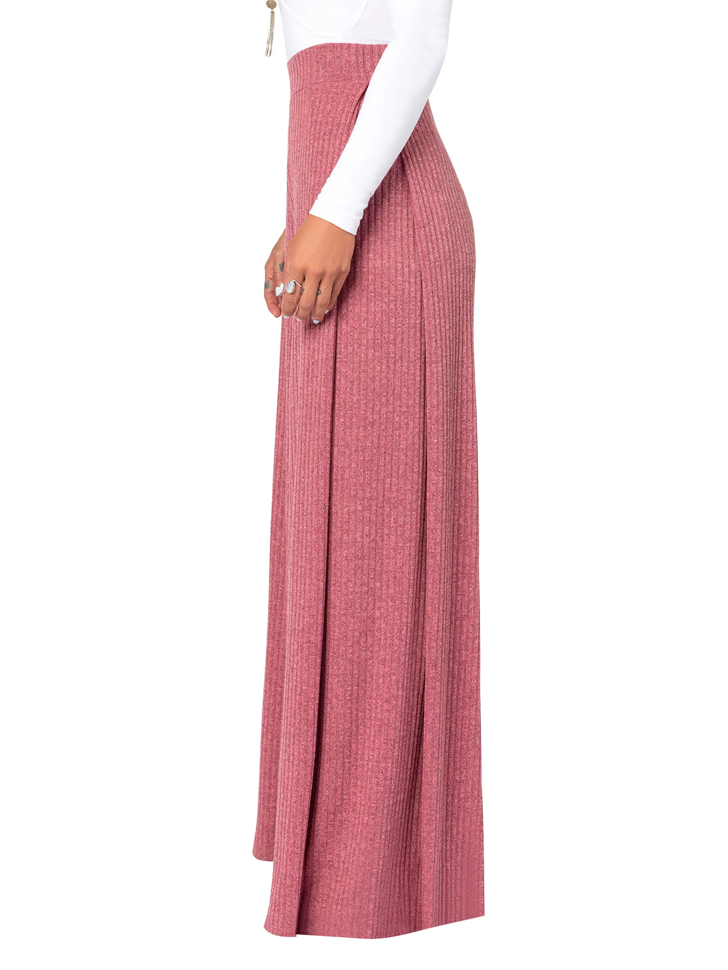 "Beauvoir" Mauve Sweater Wide Leg Pants - Image 5