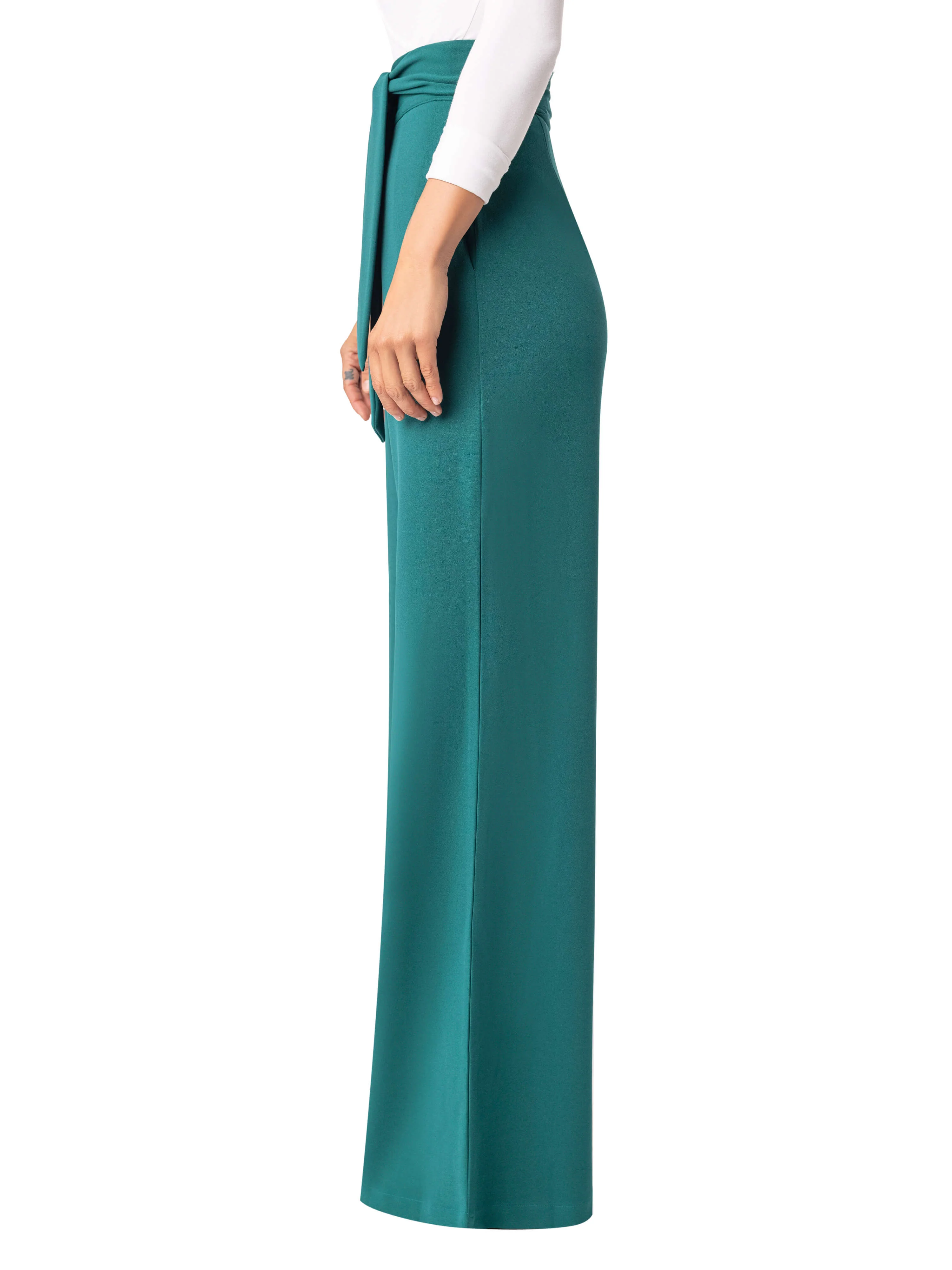 "Belinda" Emerald Belted High Waist Pants - Image 5