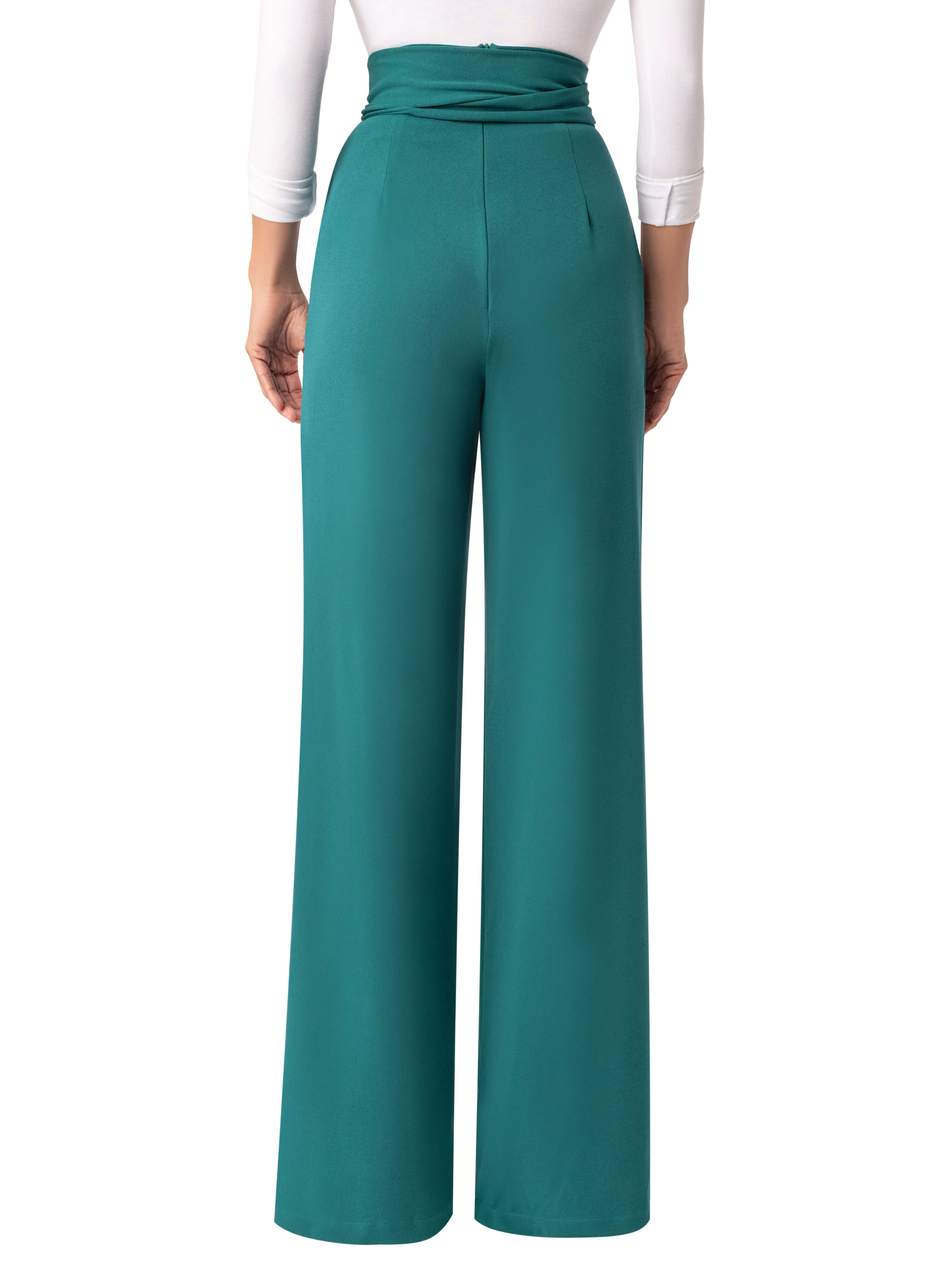 "Belinda" Emerald Belted High Waist Pants - Image 6