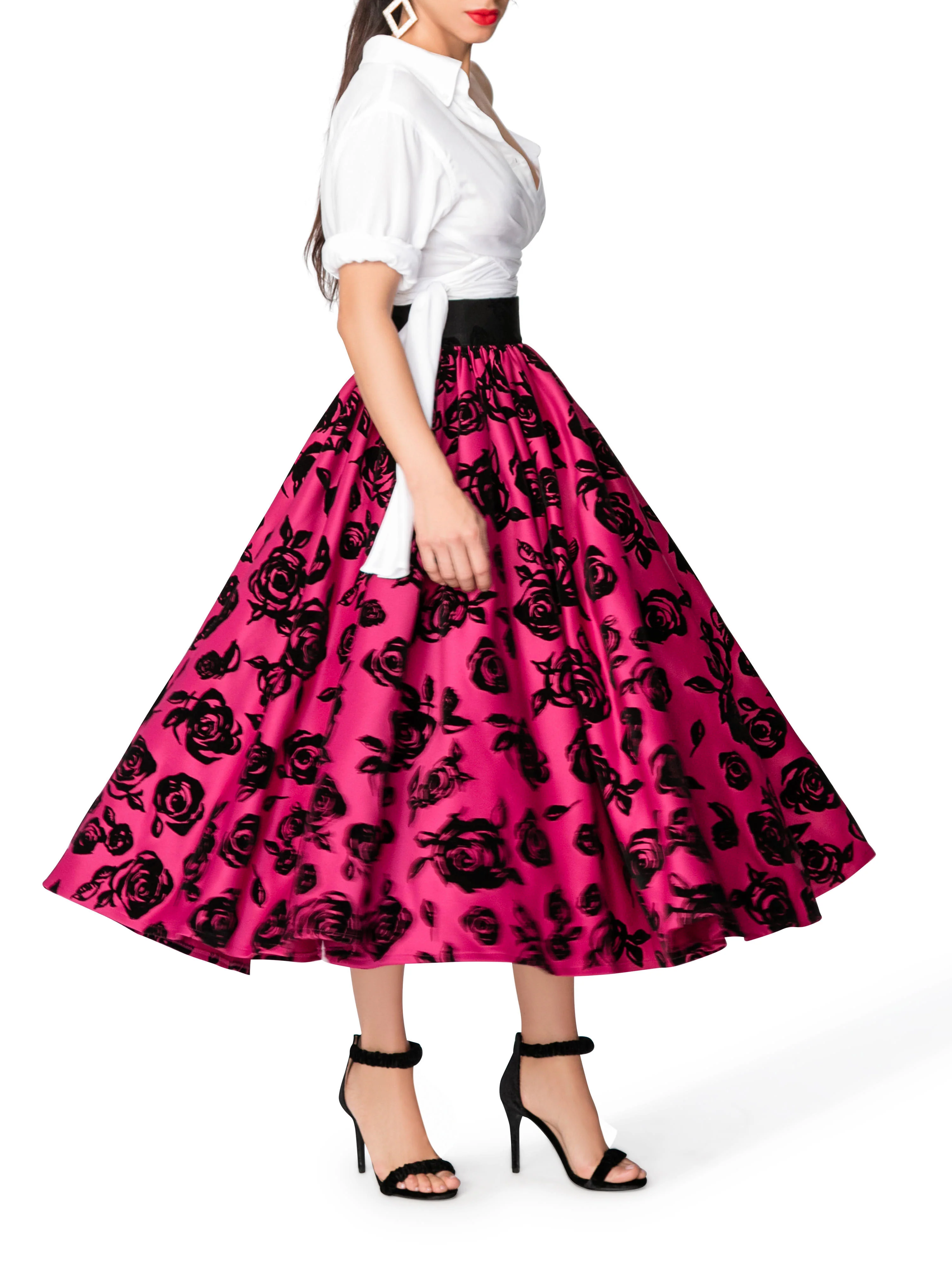 "Belle" Shirred Floral Skirt - Image 2