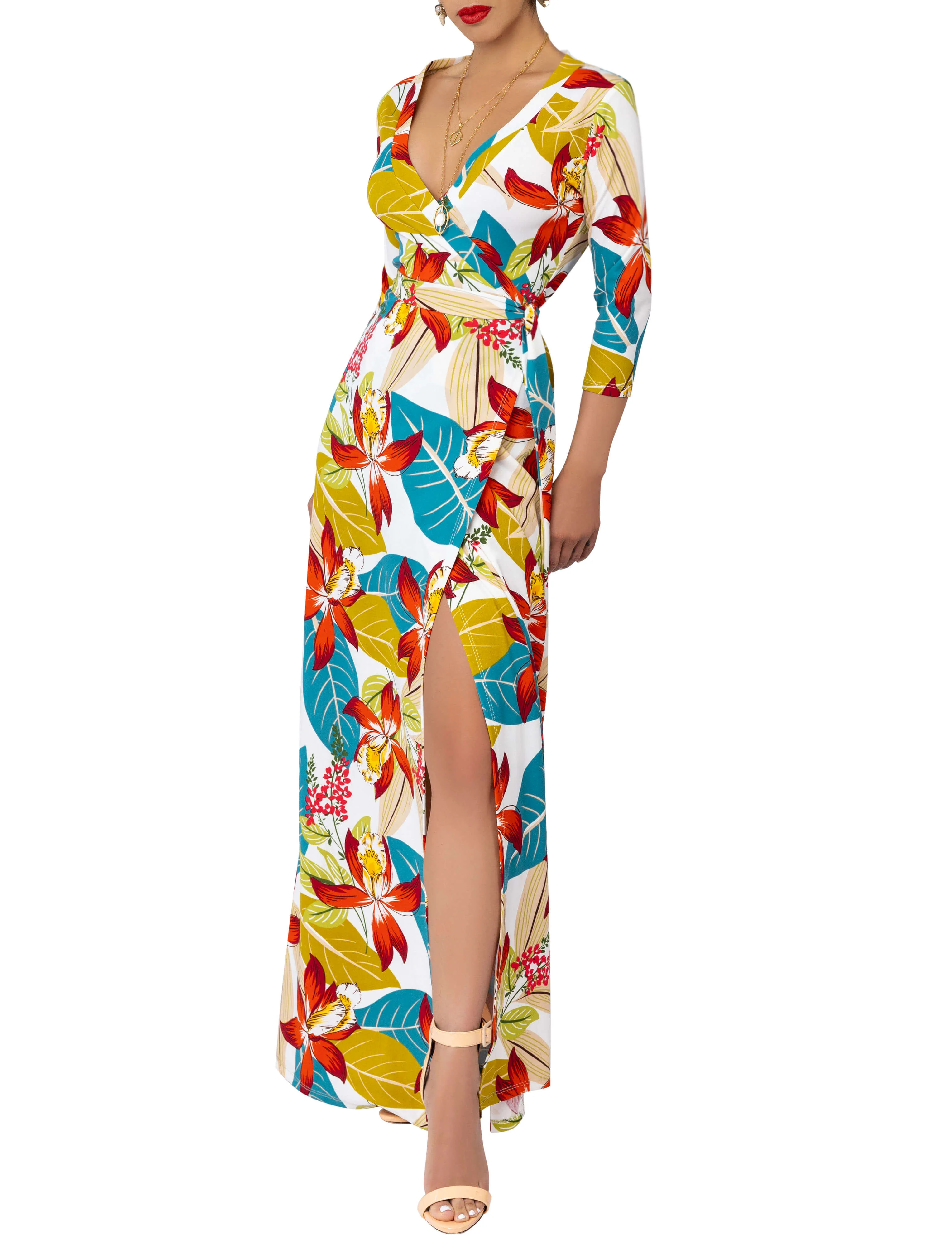 "Berries" Floral Maxi Wrap Dress - Image 2