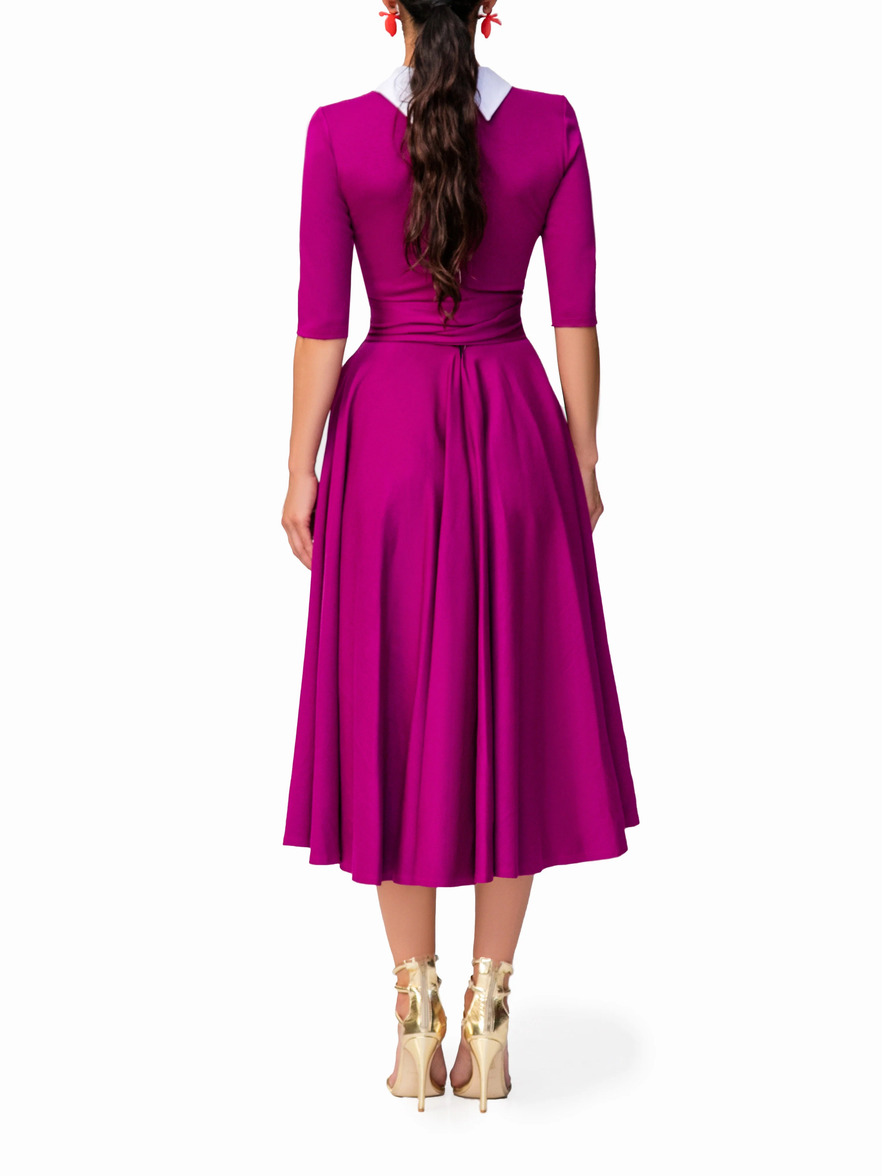 "Bette" Eggplant 50's Midi Dress - Image 5