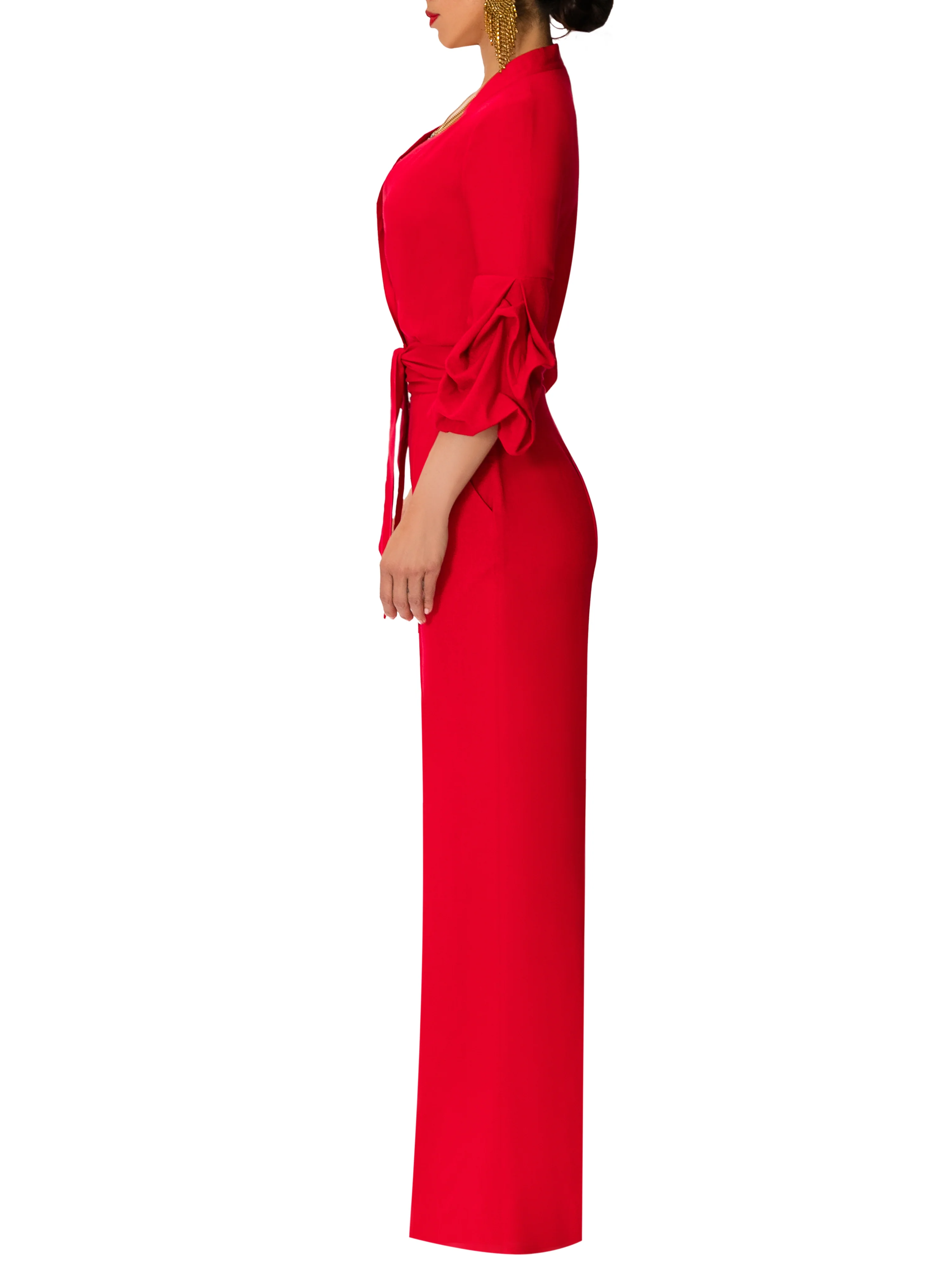 "Beverly Hills" Red Button-Down Jumpsuit - Image 6