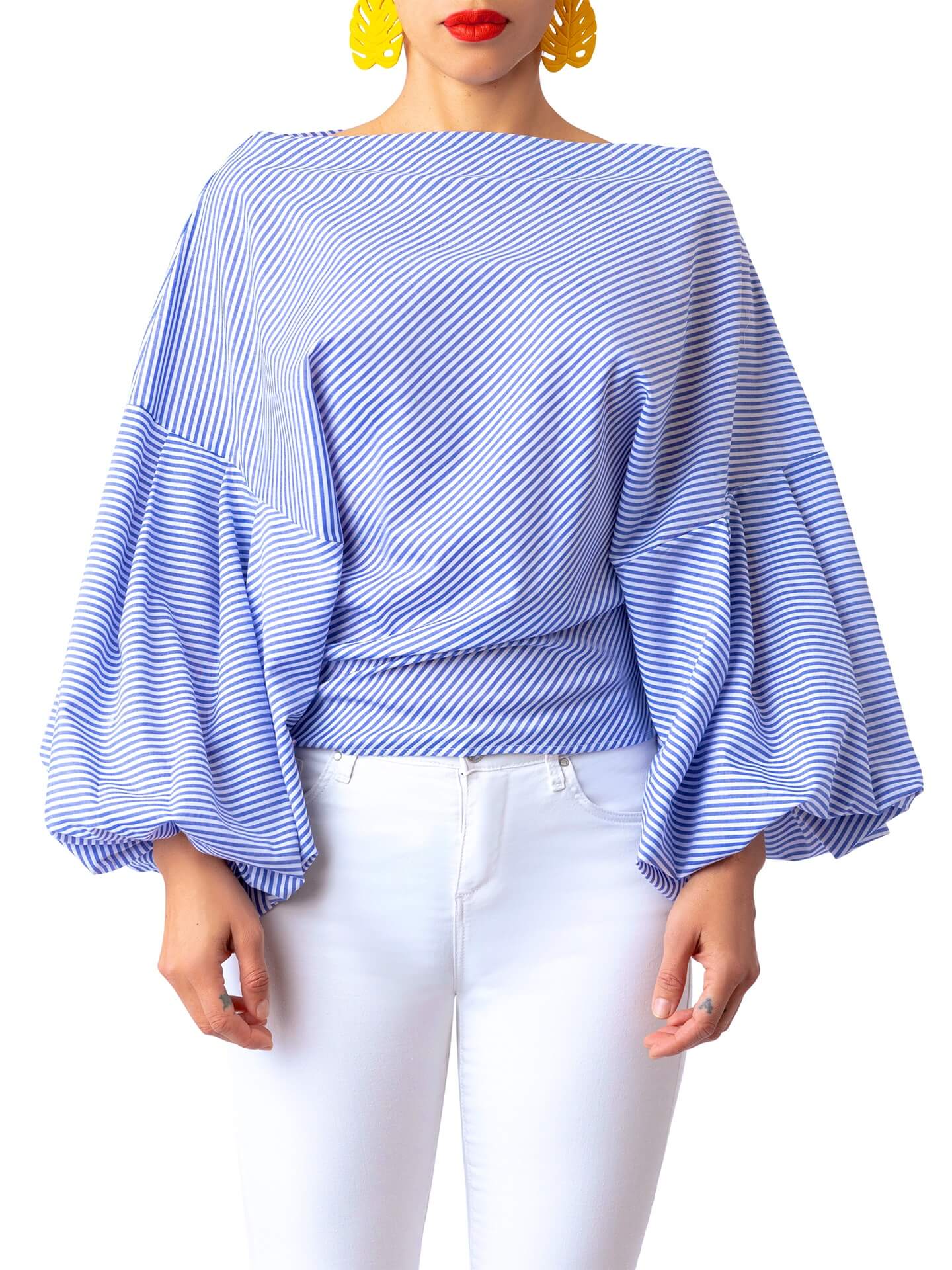 “Bísí” Stripe Billow Sleeve Top - Image 5