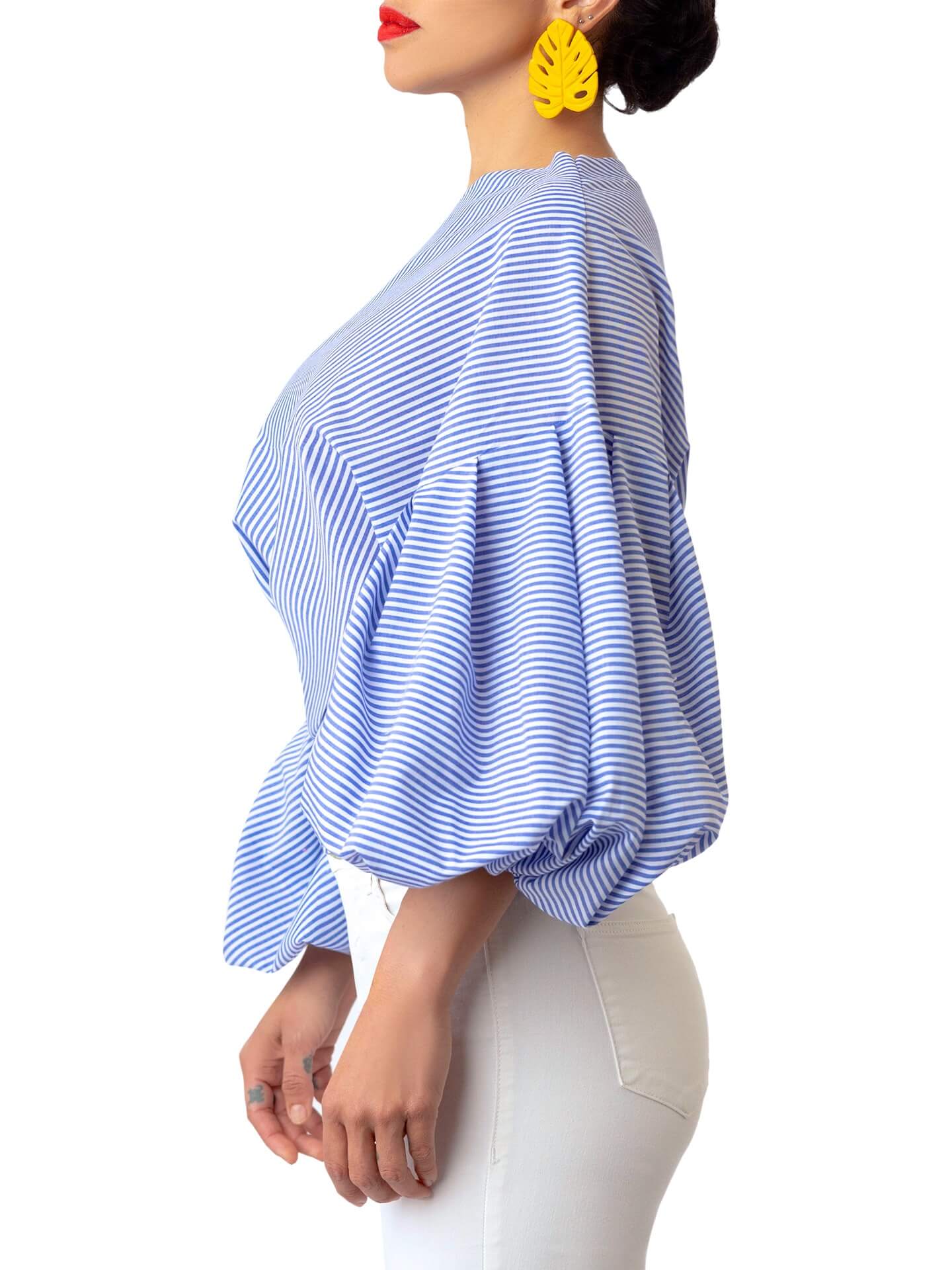 “Bísí” Stripe Billow Sleeve Top - Image 6