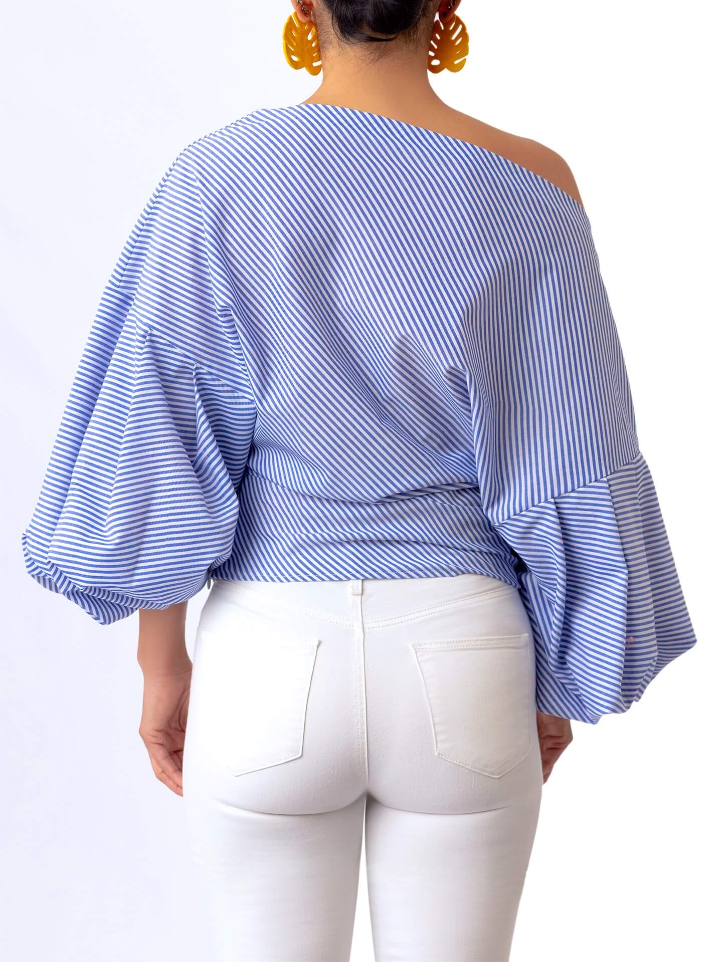 “Bísí” Stripe Billow Sleeve Top - Image 7