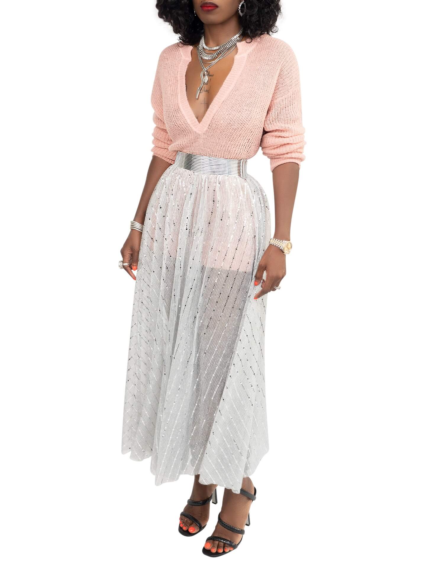 "Bliss" Silver Swing See Through Skirt - Image 3