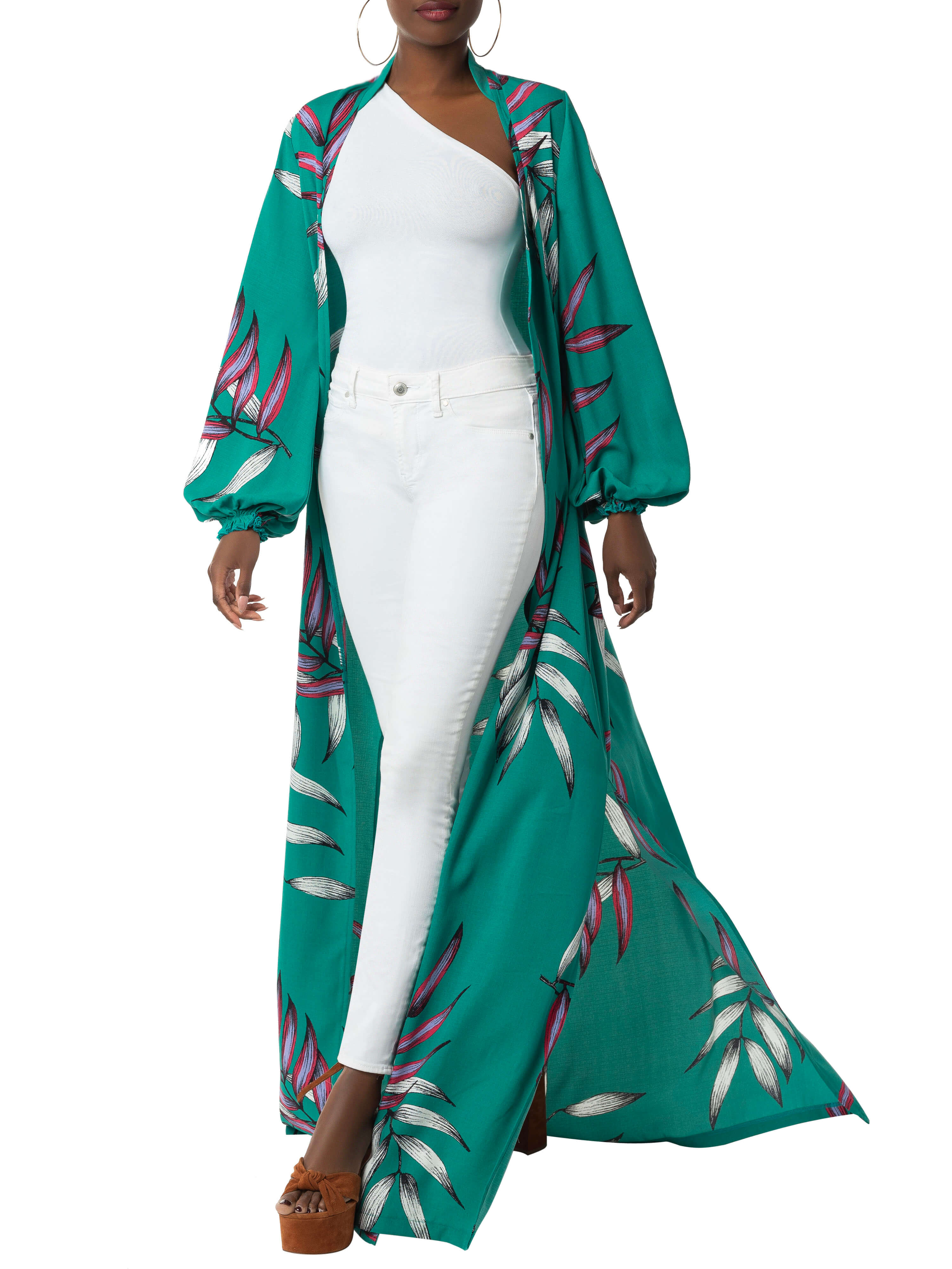 "Blossom" Jade Print Duster