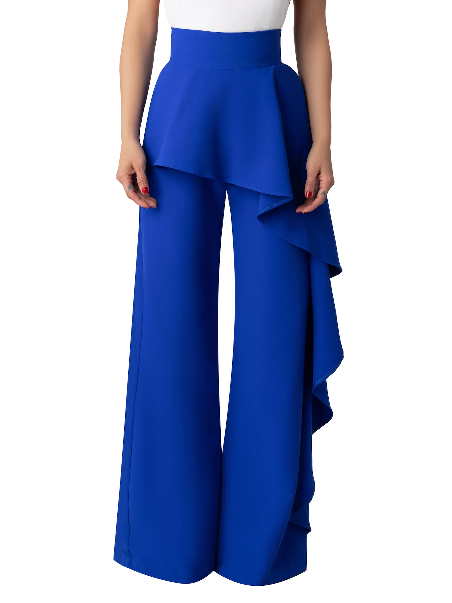 "Blueberry" Blue Flounce High Waist Pants - Image 4