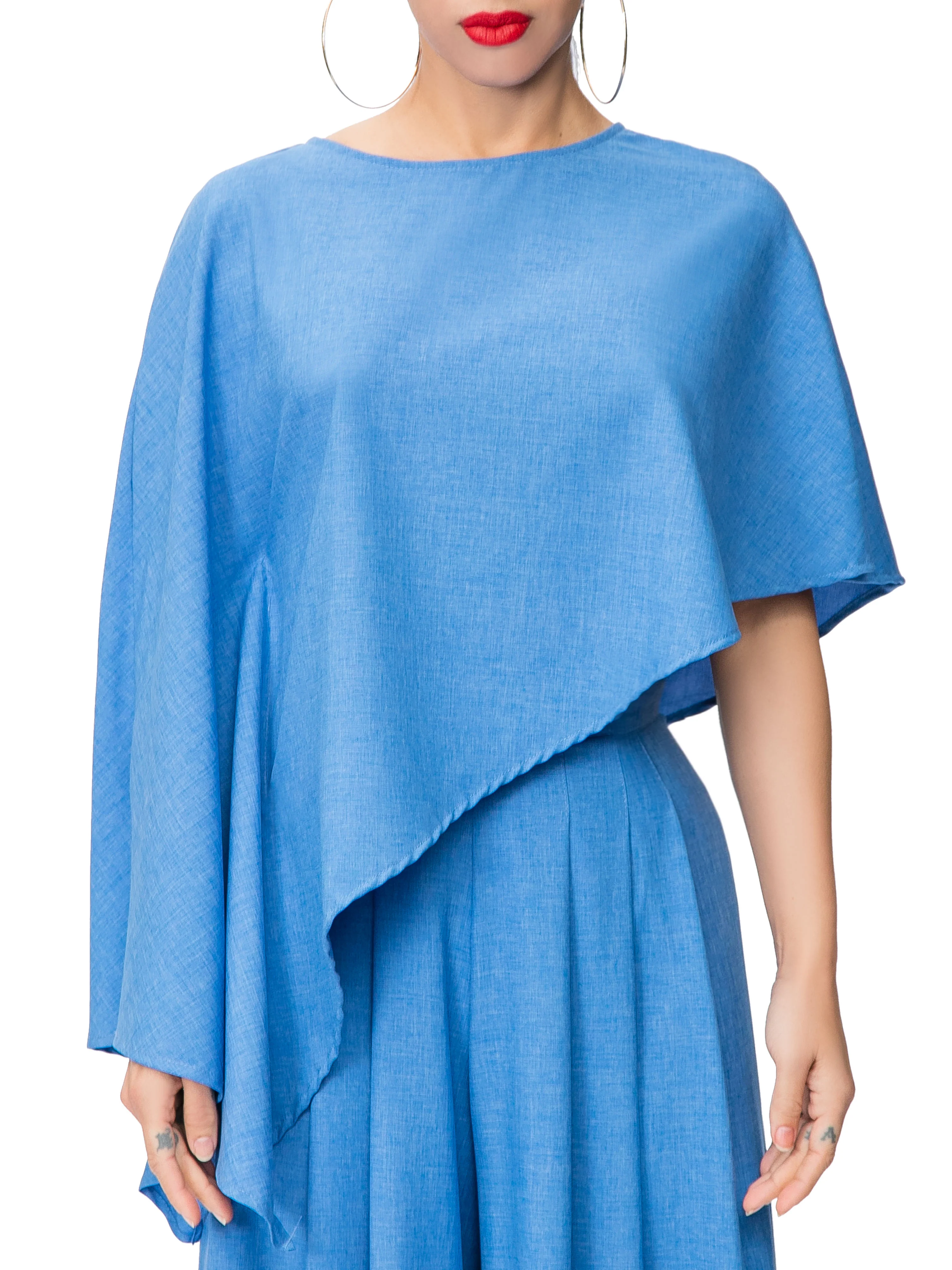 "Bo" Blue Asymmetrical Top - Image 3