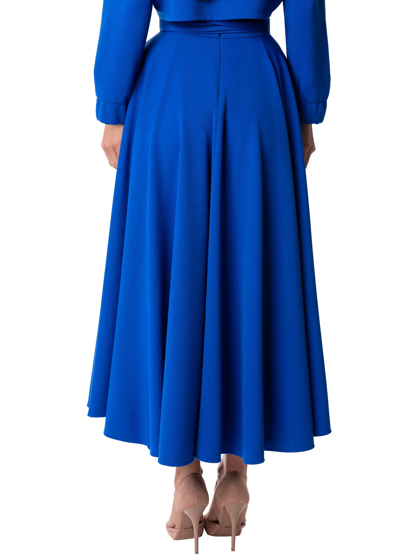 "Camille" Cobalt Belted Swing Skirt - Image 6