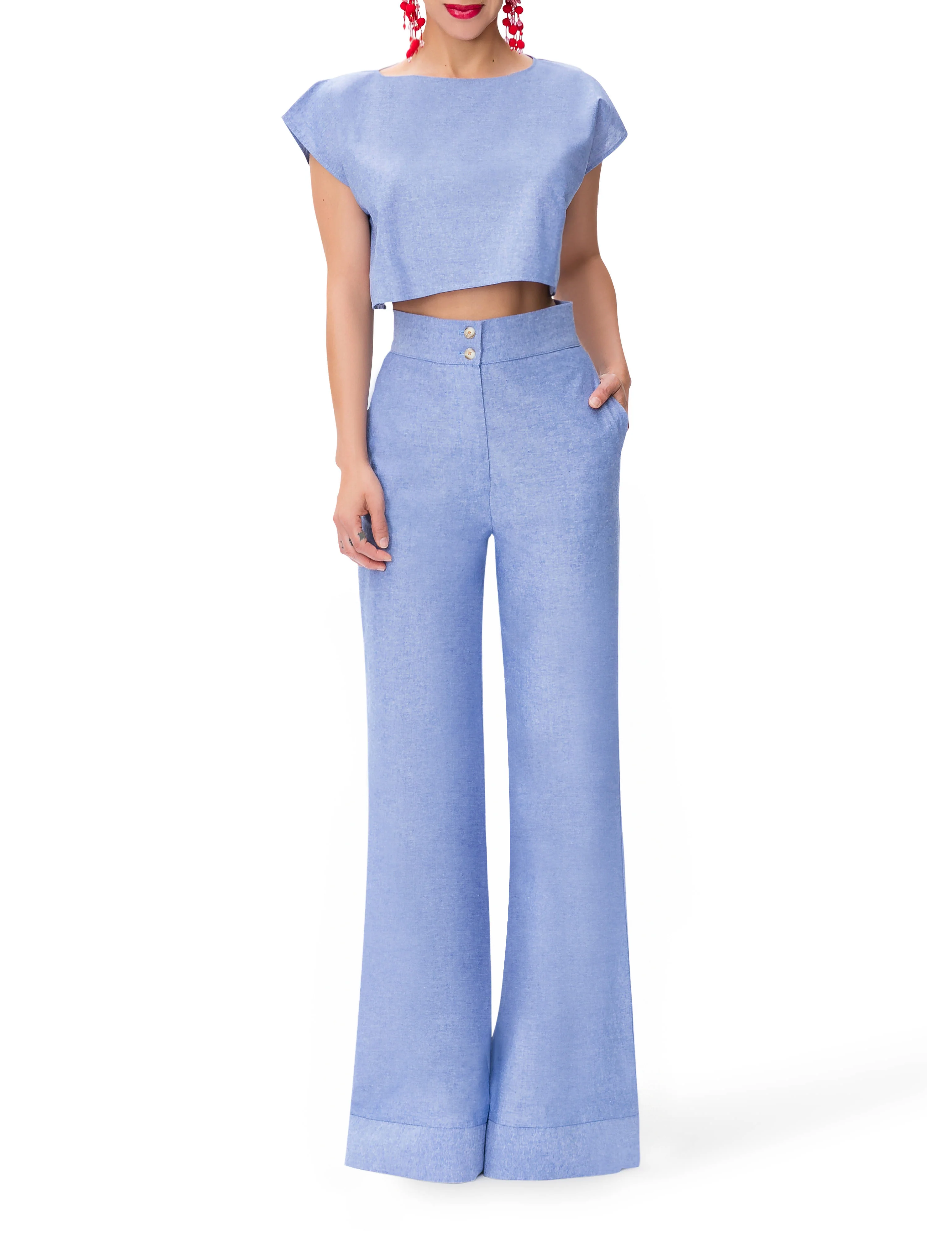"Cape Town" Chambray Crop Top - Image 2