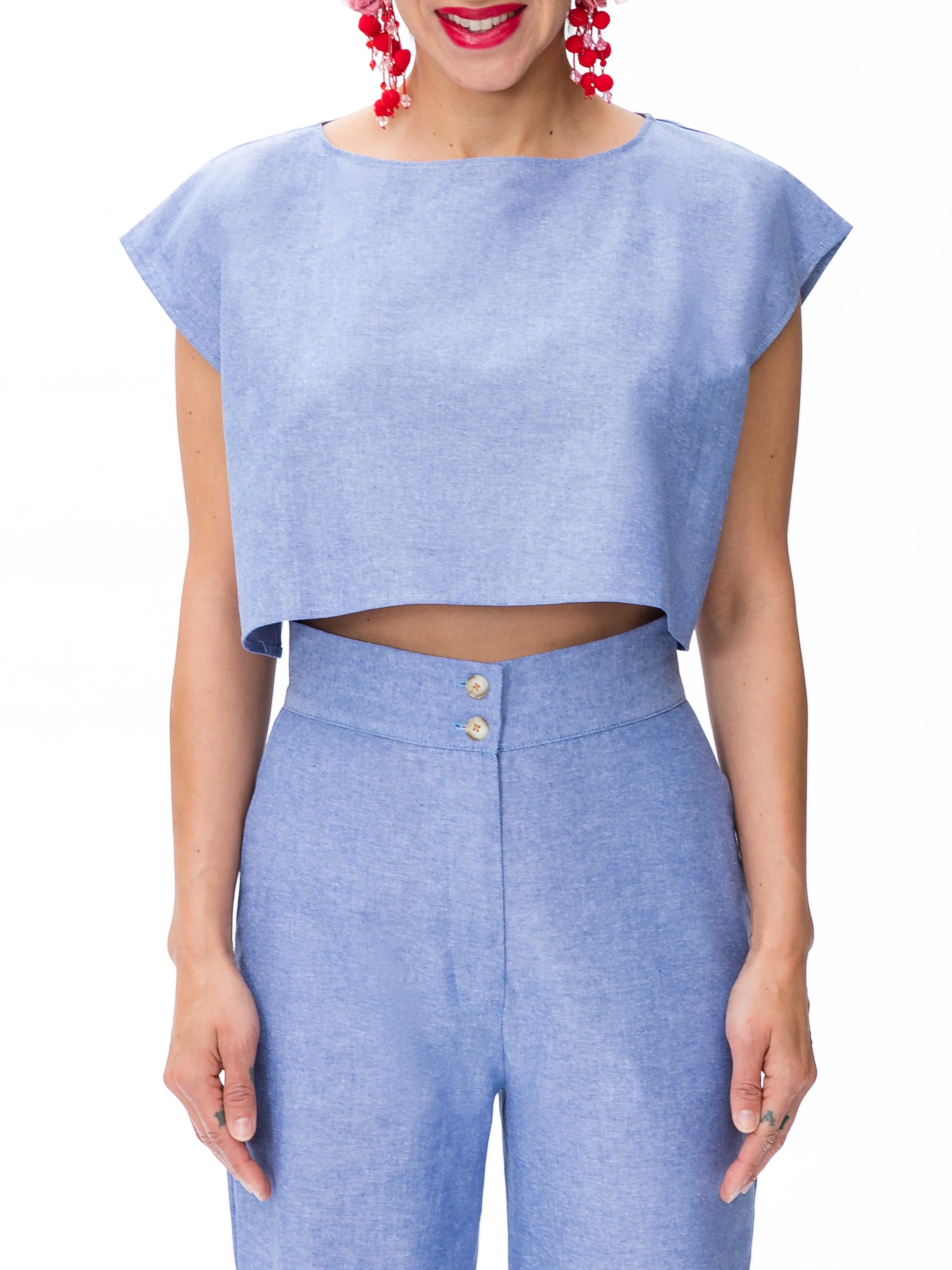 "Cape Town" Chambray Crop Top - Image 3
