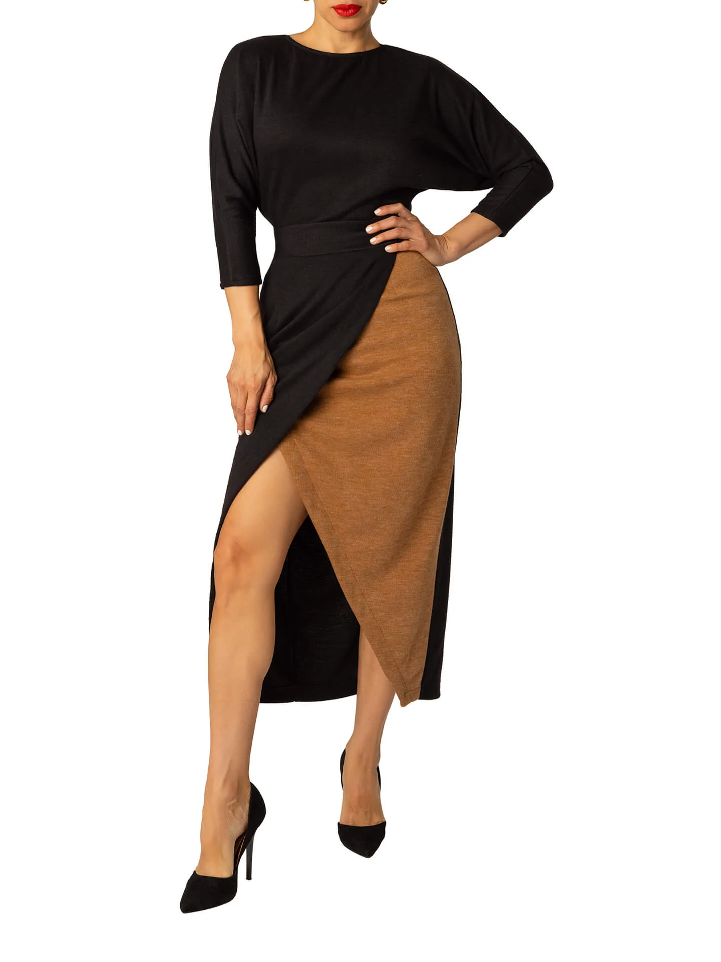 "Cassie" Colorblock Dolman Sleeve Dress - Image 3