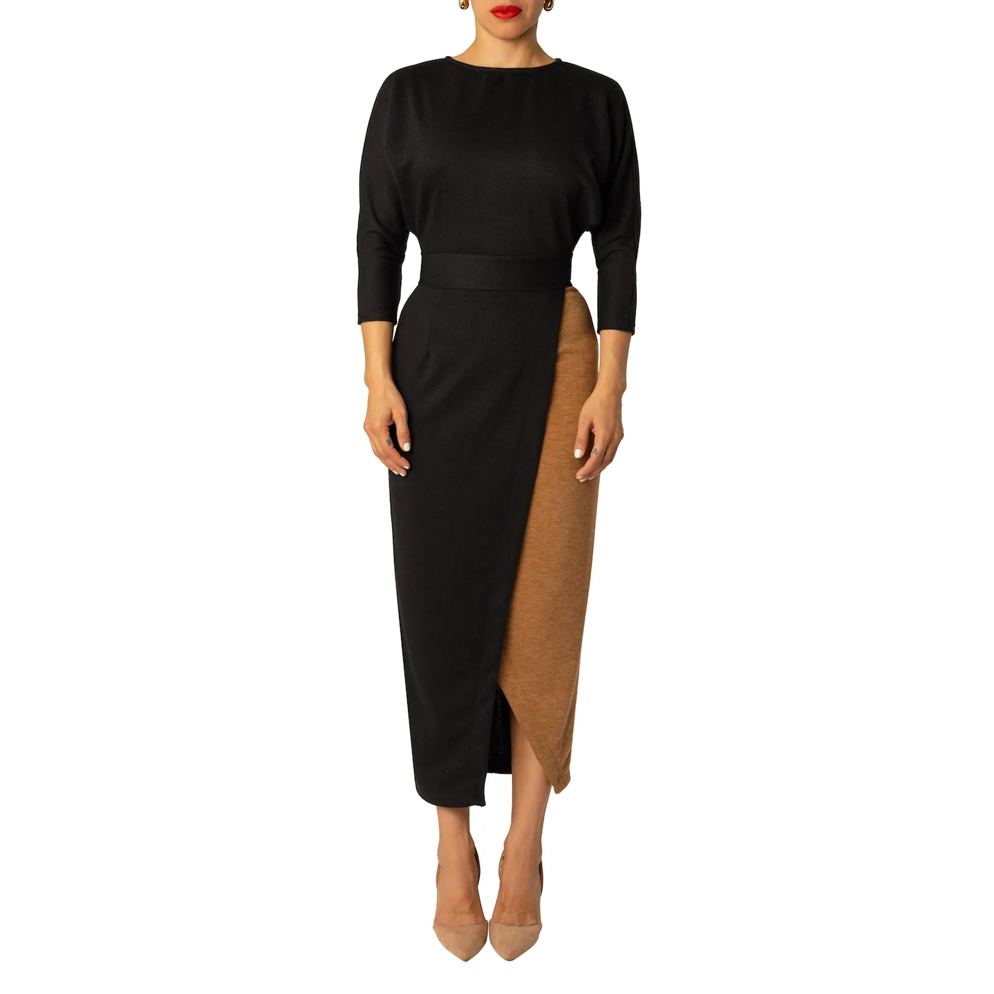 "Cassie" Colorblock Dolman Sleeve Dress - Image 4
