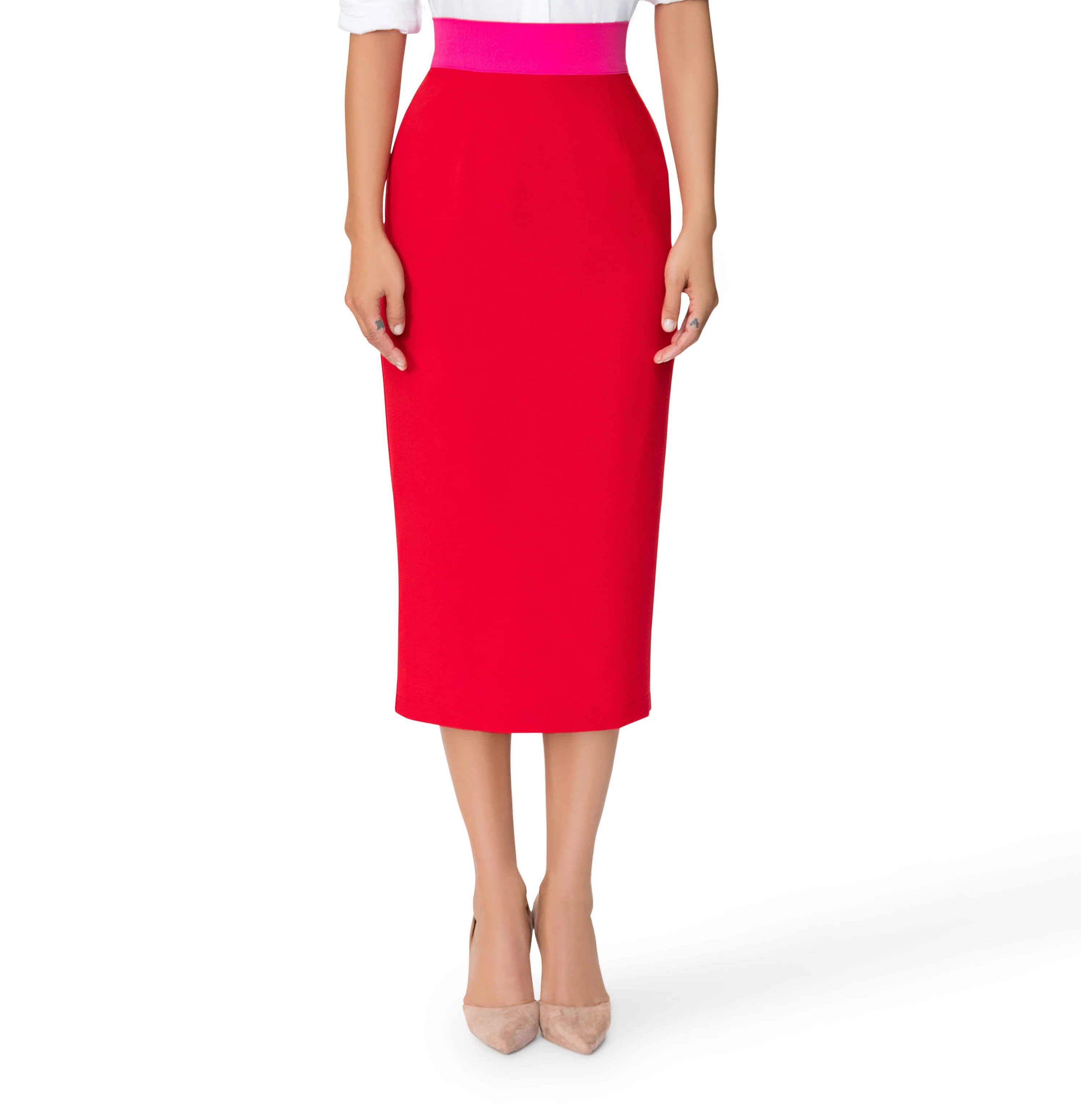 "Catherine" Color Block Waist Pencil Skirt - Image 3