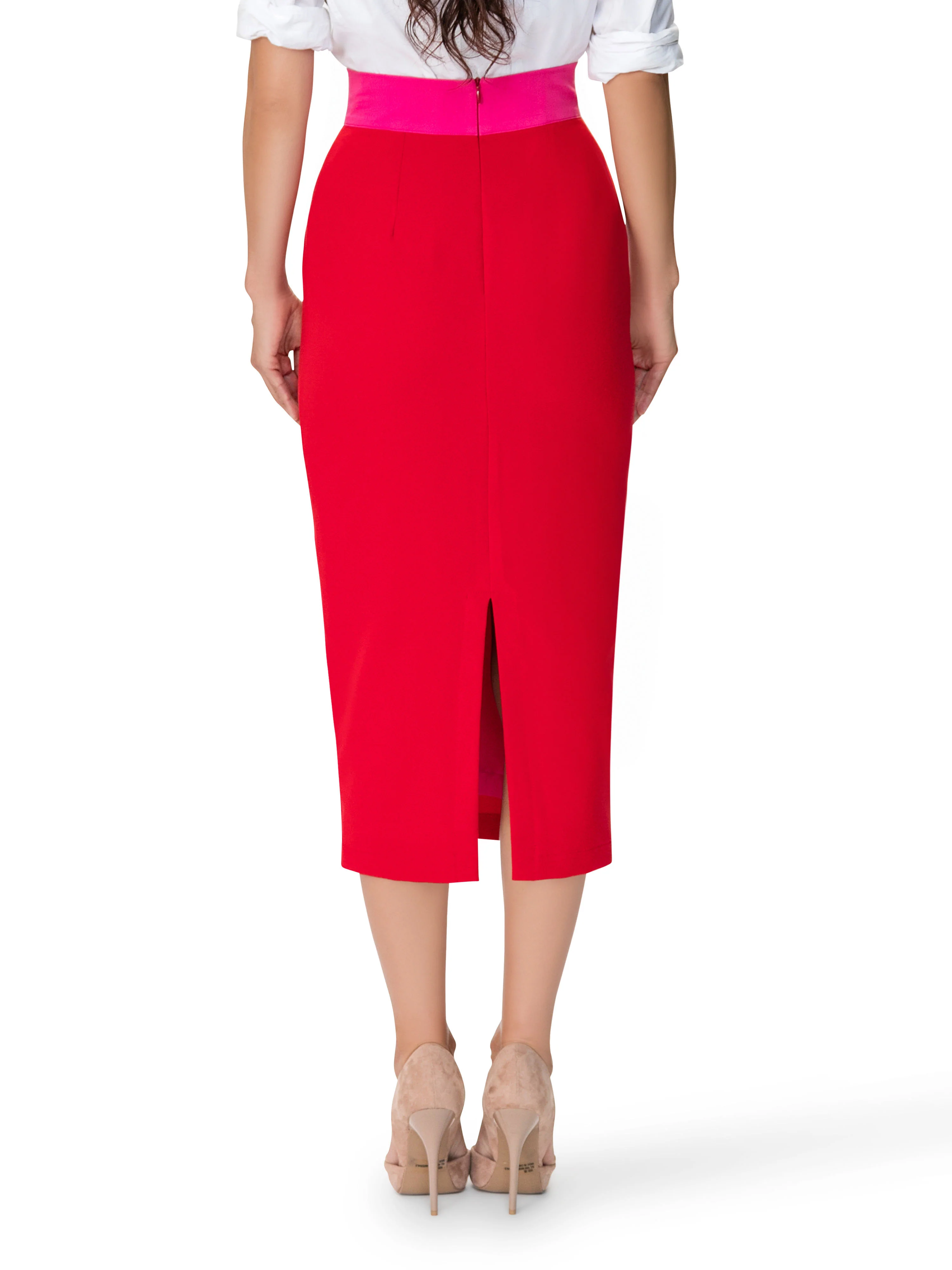 "Catherine" Color Block Waist Pencil Skirt - Image 5