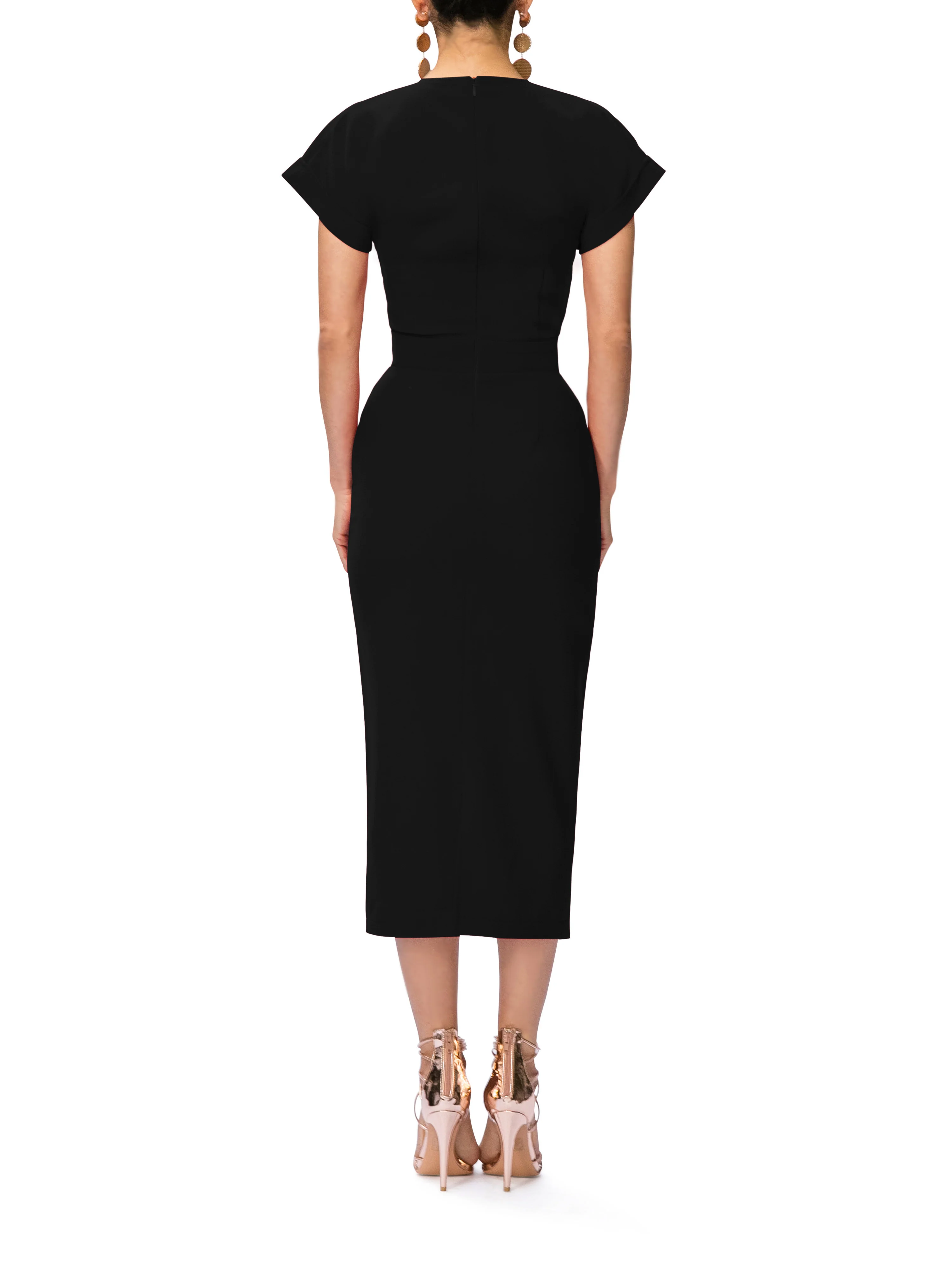 "Olivia" Midi Dress w/Folded Sleeves - Image 5