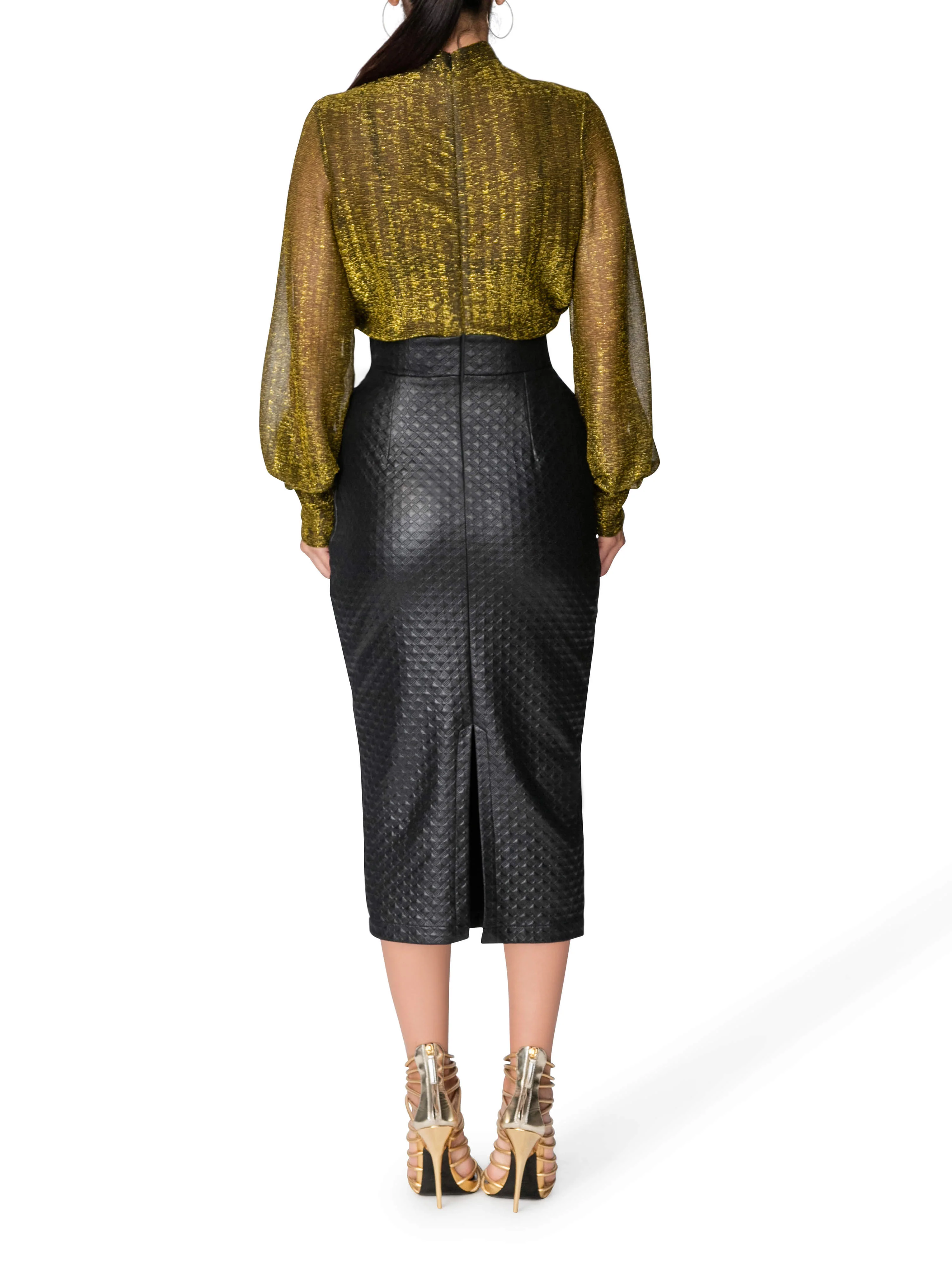 "Celeste" Gold and Black Dress - Image 6