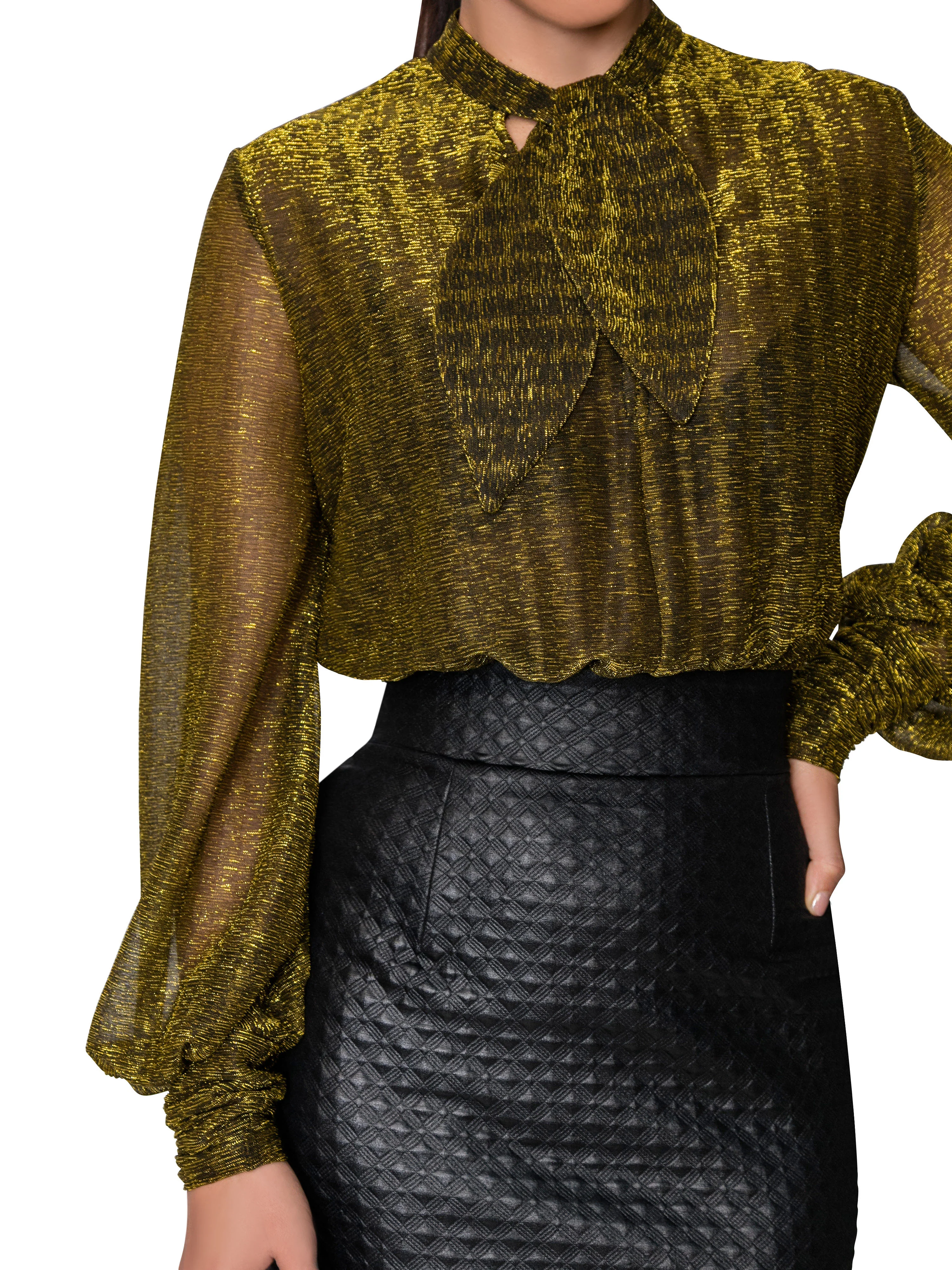 "Celeste" Gold and Black Dress - Image 8