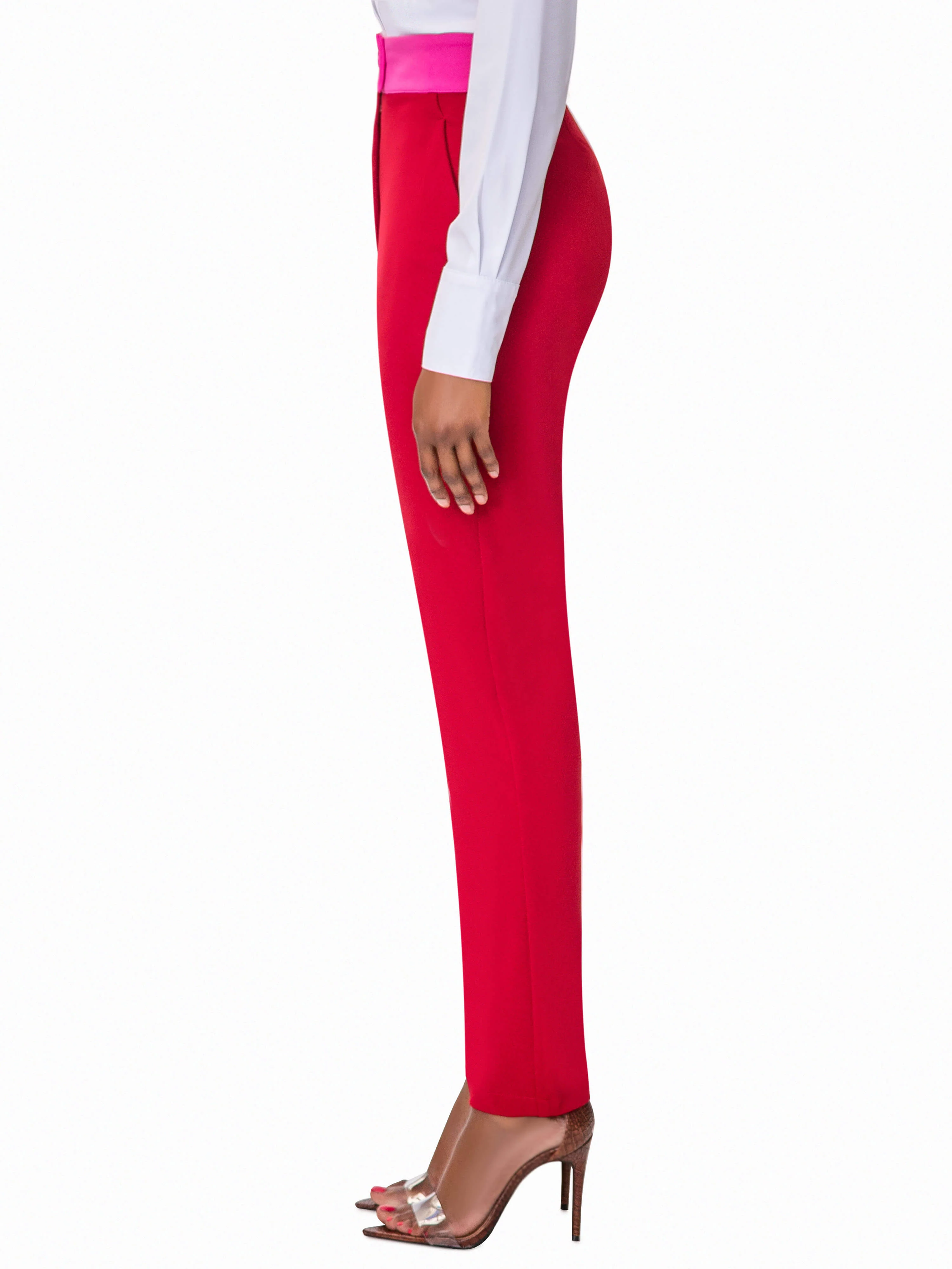 "Cerina" Red/Magenta Contrast Waist Pants - Image 6