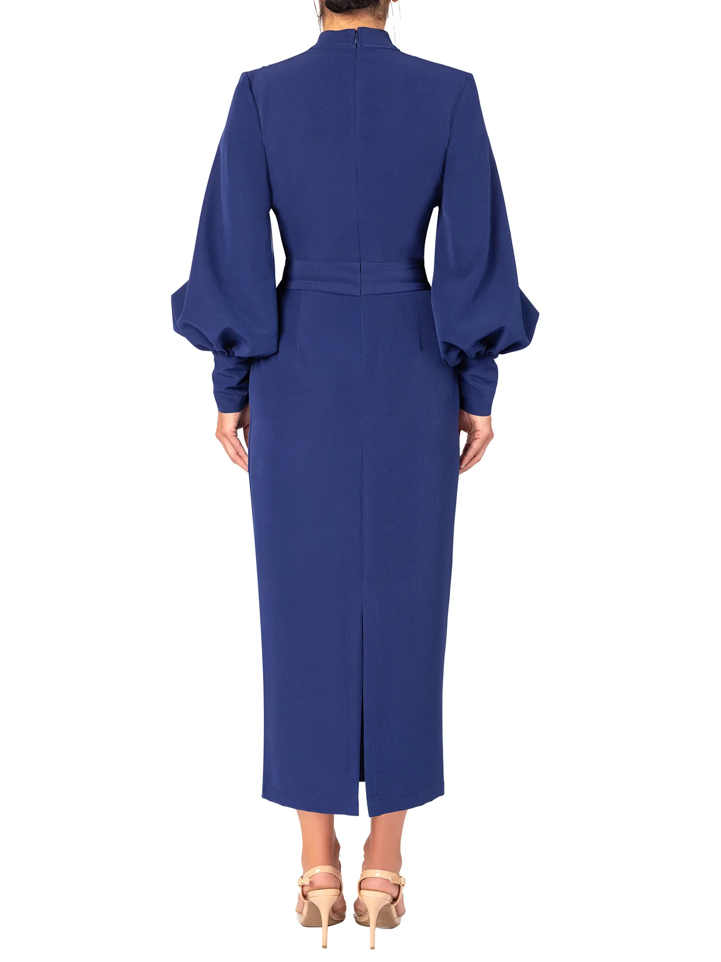 "Chimamanda" Navy Keyhole Midi Dress - Image 5