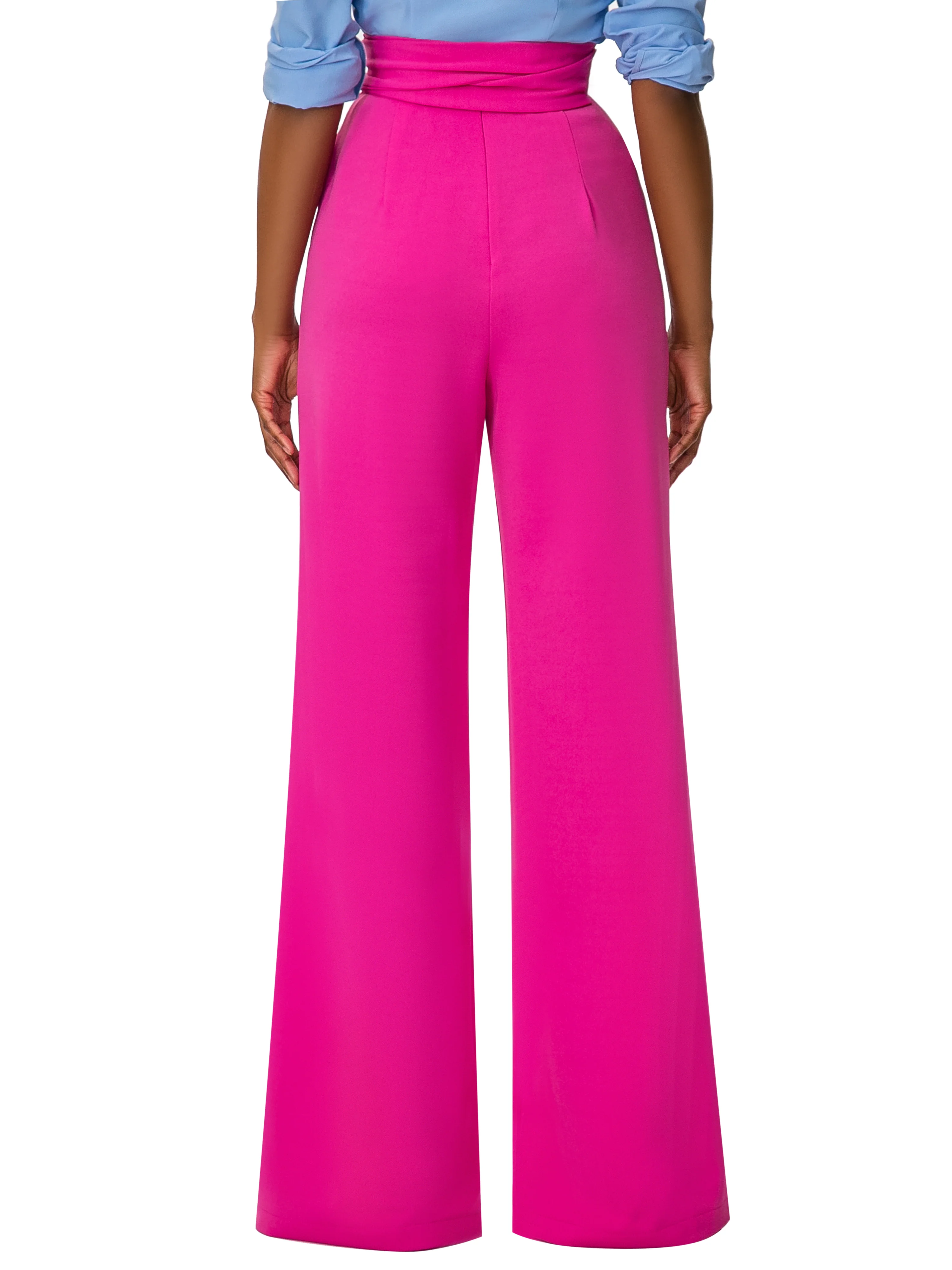 "Chinny" Magenta Belted High Waist Pants - Image 6