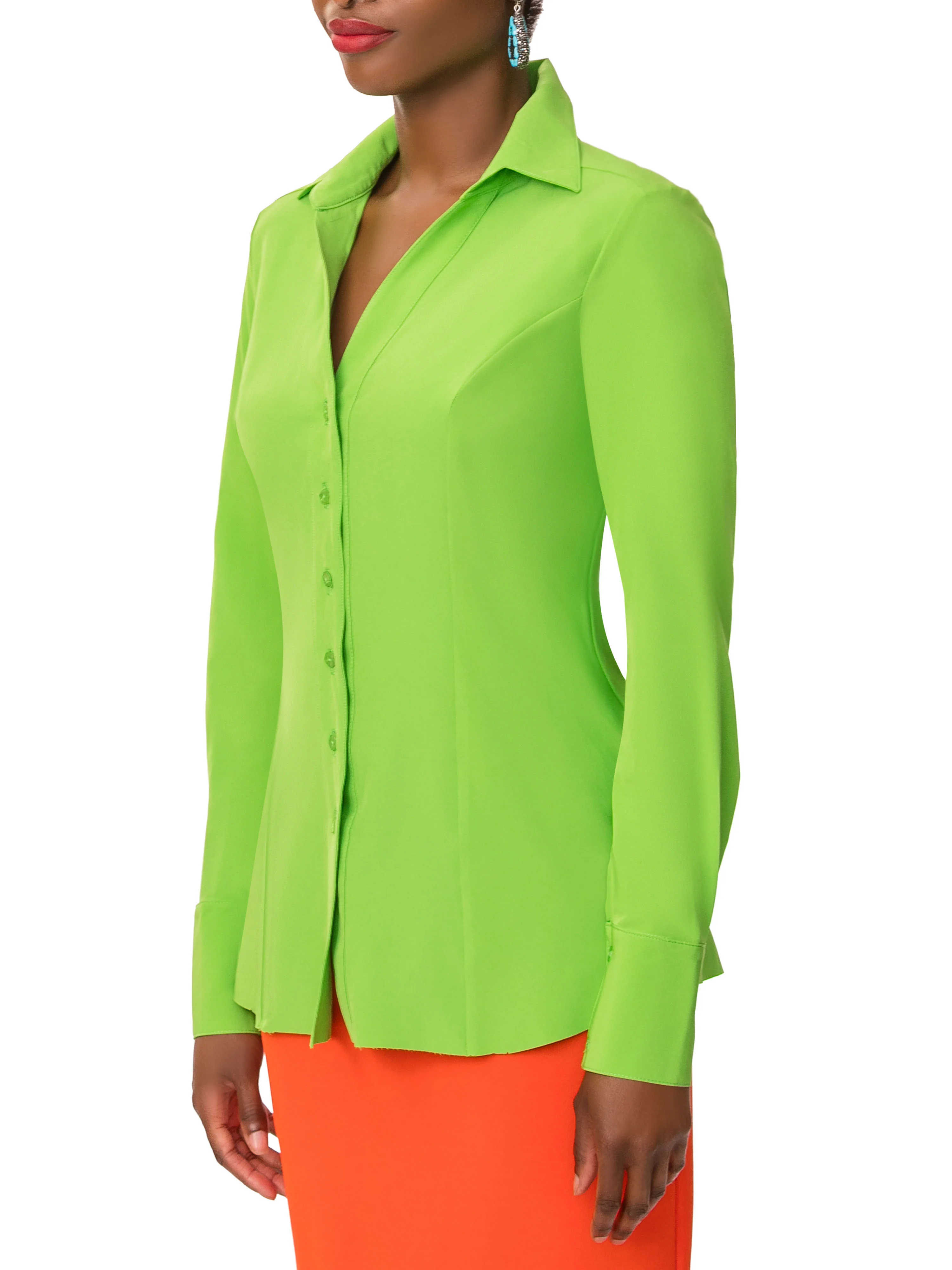 "Christa" Lime Button-Down Shirt - Image 4