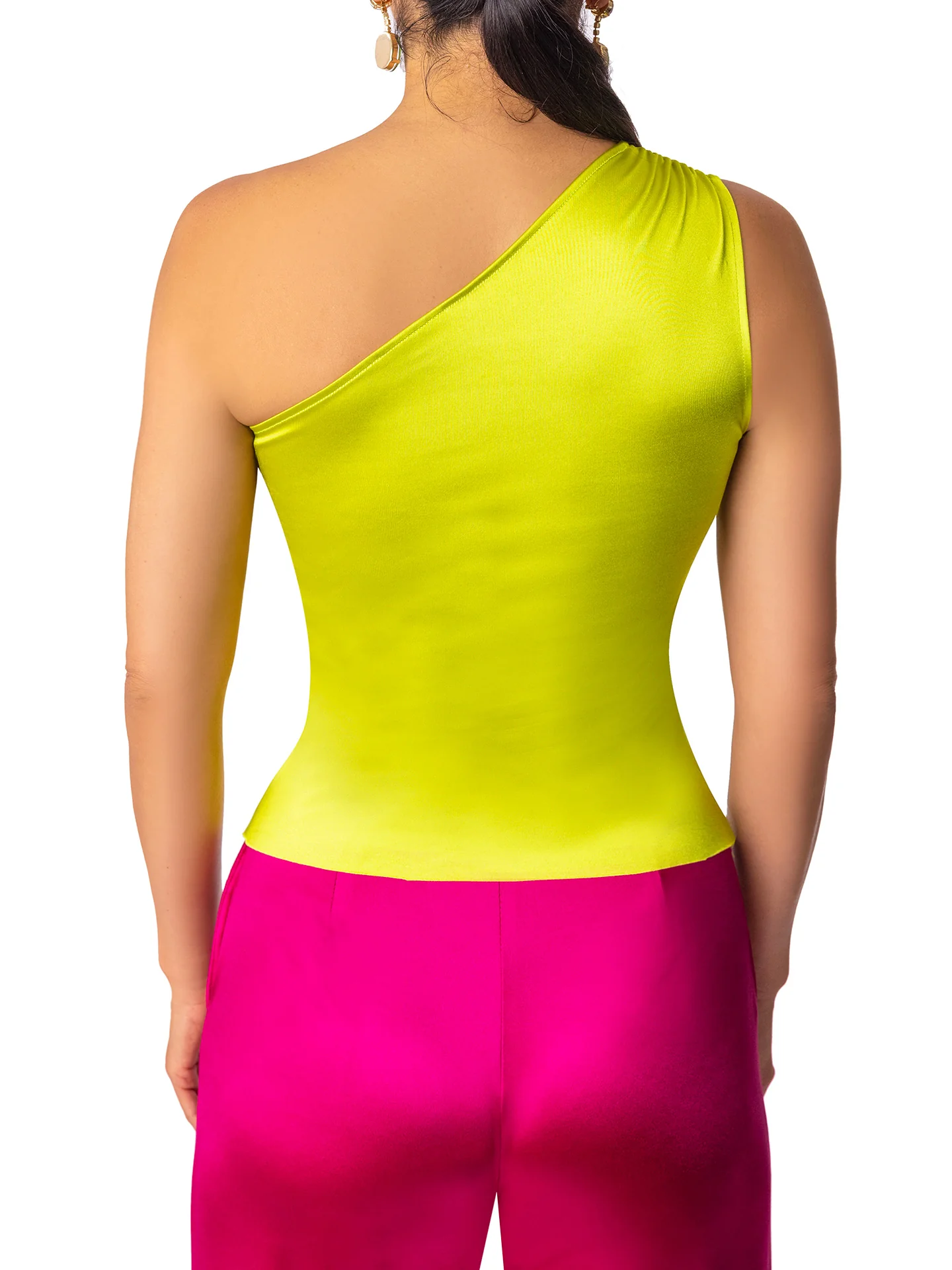 "Citrine" Lime One Shoulder Top - Image 5